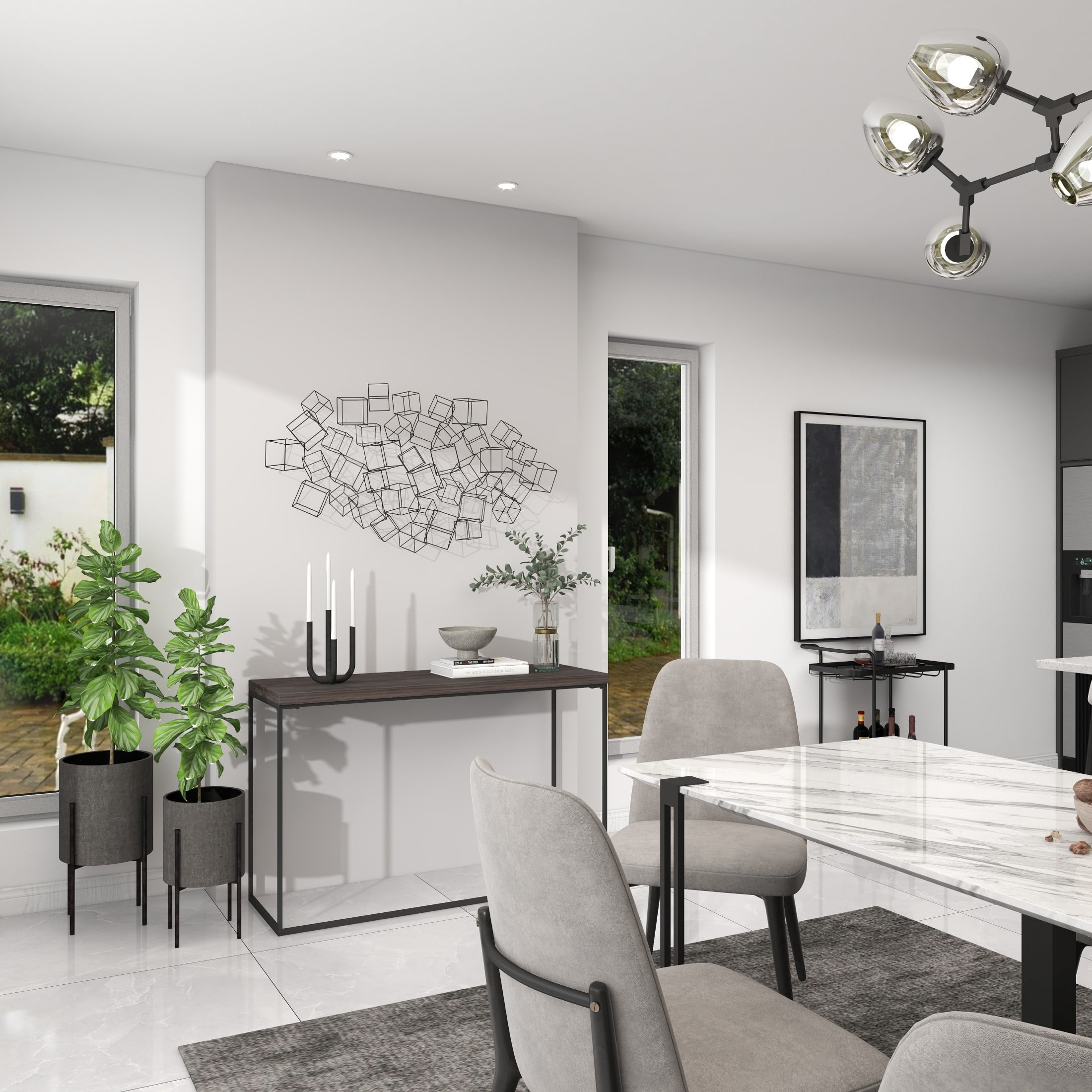 DecMode Black Metal 3D Layered Wire Cube Geometric Wall Decor - Image 6