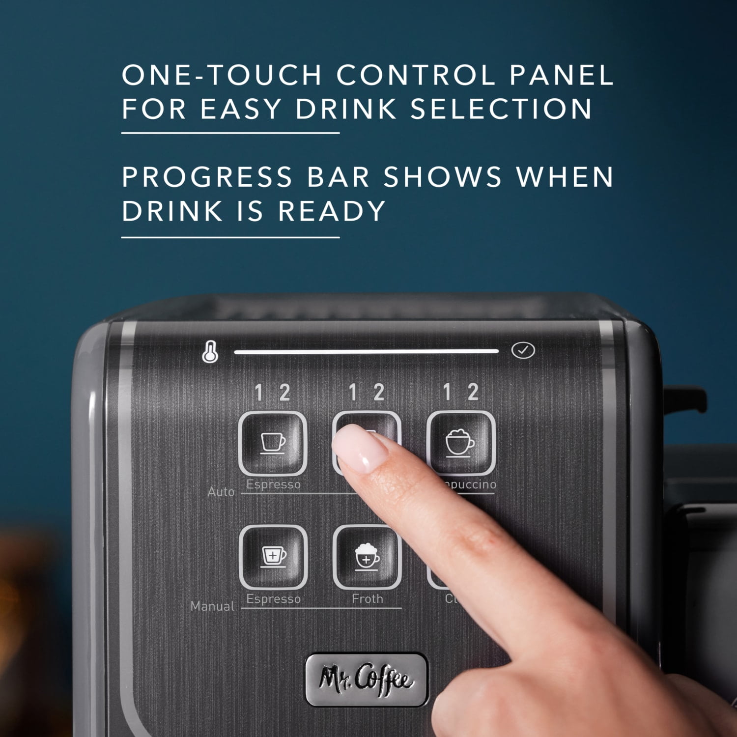 Mr. Coffee One Touch CoffeeHouse+ Espresso, Cappuccino, and Latte Maker, Grey - Image 5