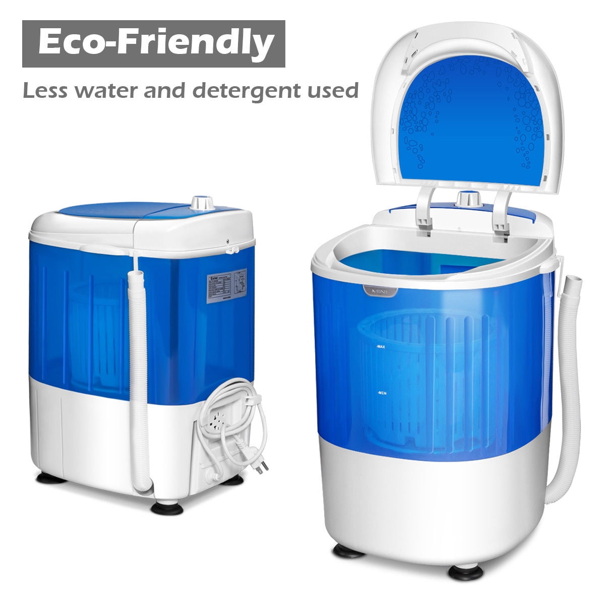 Costway 5.5lbs Portable Mini Compact Washing Machine Electric Laundry Spin Washer Dryer Blue - Image 6