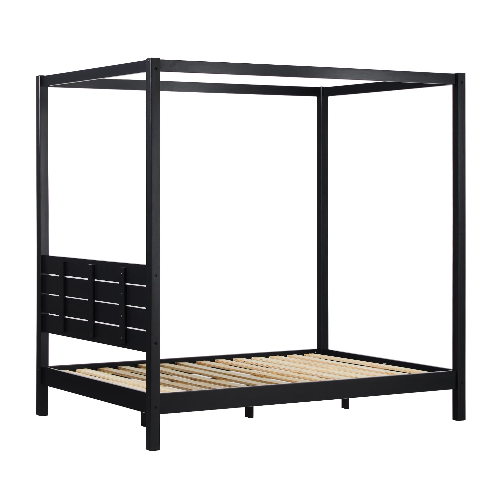 Walker Edison Minimalist Solid Wood Canopy Full Bed, Black - Image 10
