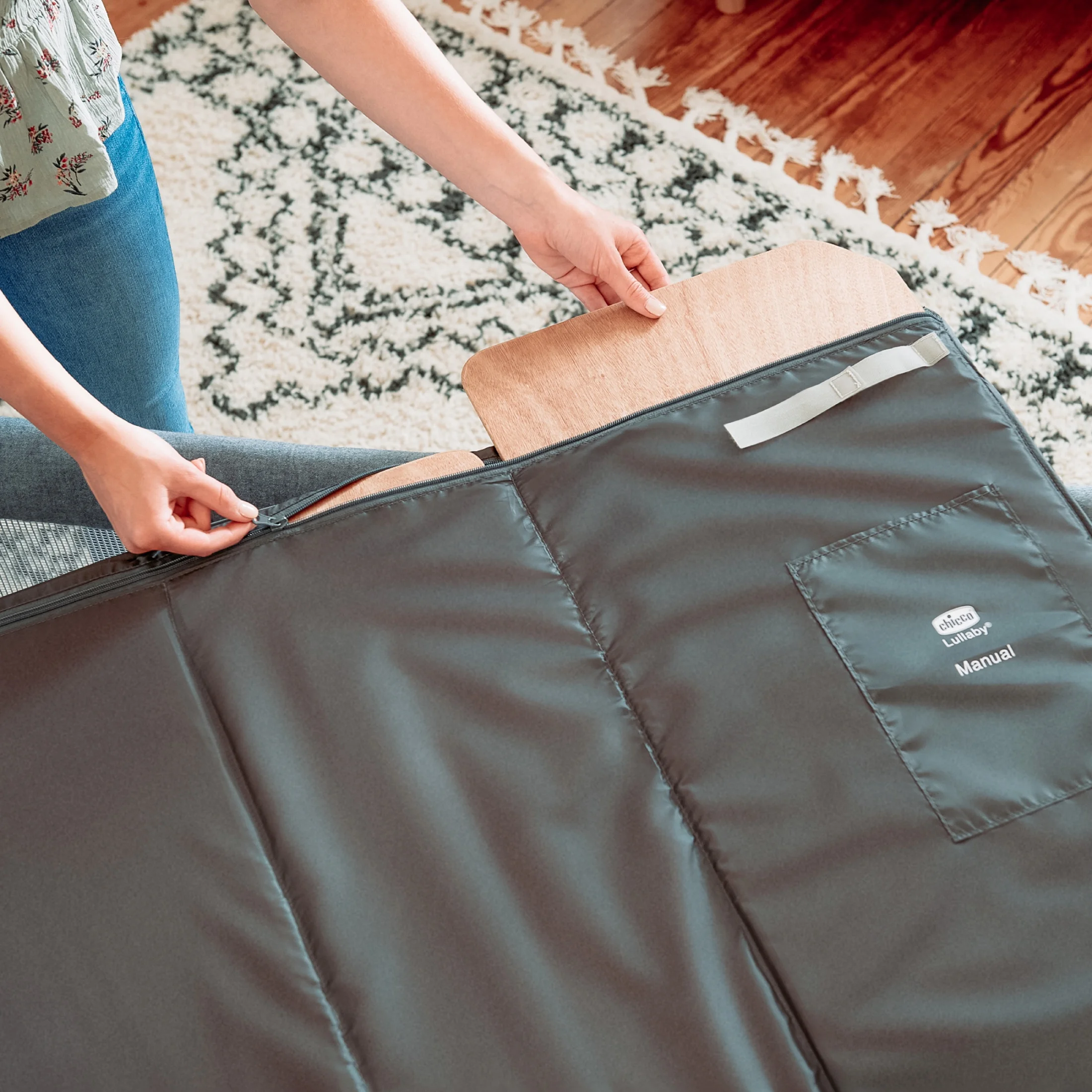 Chicco Lullaby All-in-One Portable Playard with Infant Bassinet, Snap-on Changer, Toddler Playard, Zip & Wash Mattress Cover - Camden (Black), New - Image 8