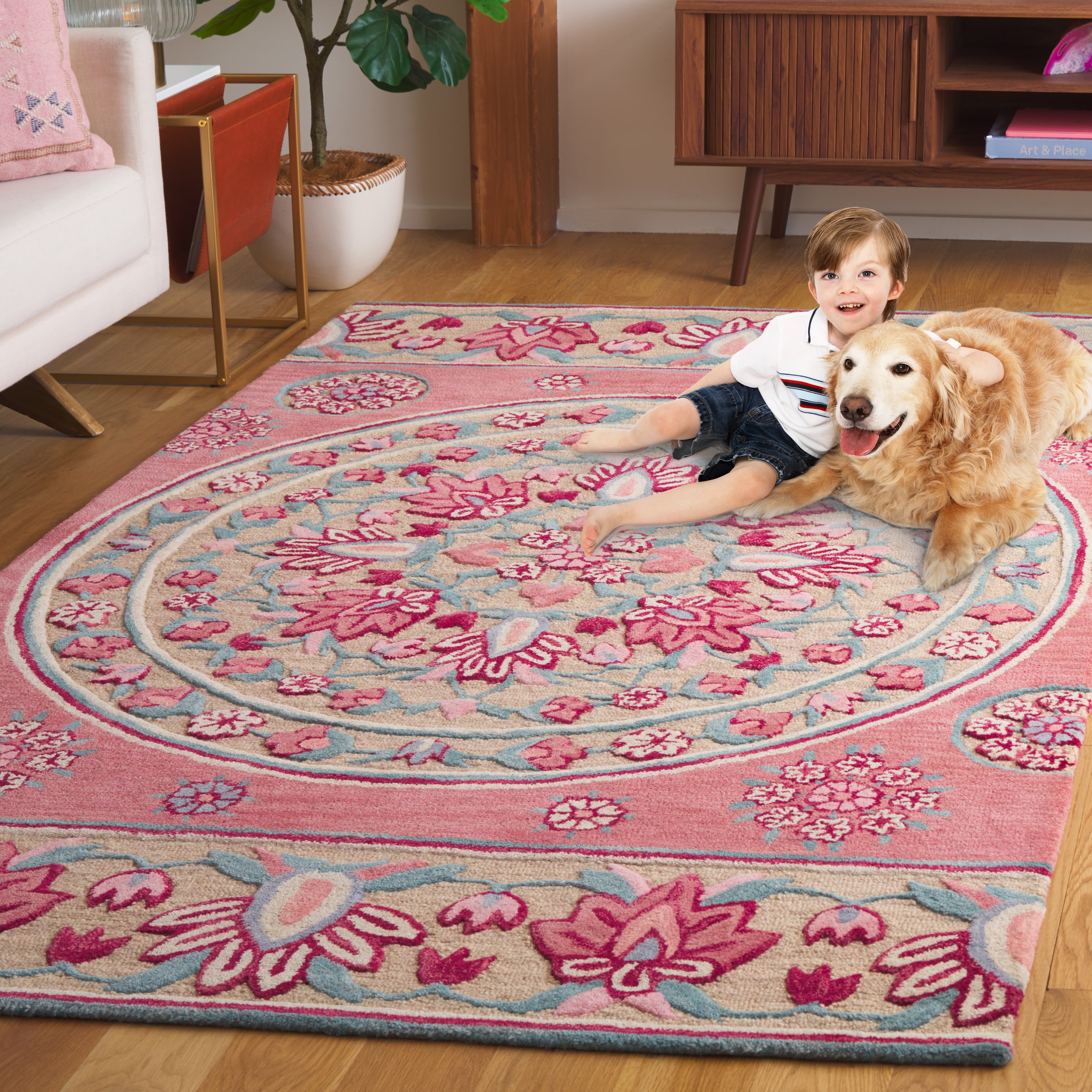 SAFAVIEH Bellagio Vanessa Floral Wool Area Rug, Red/Beige, 3' x 5' - Image 8