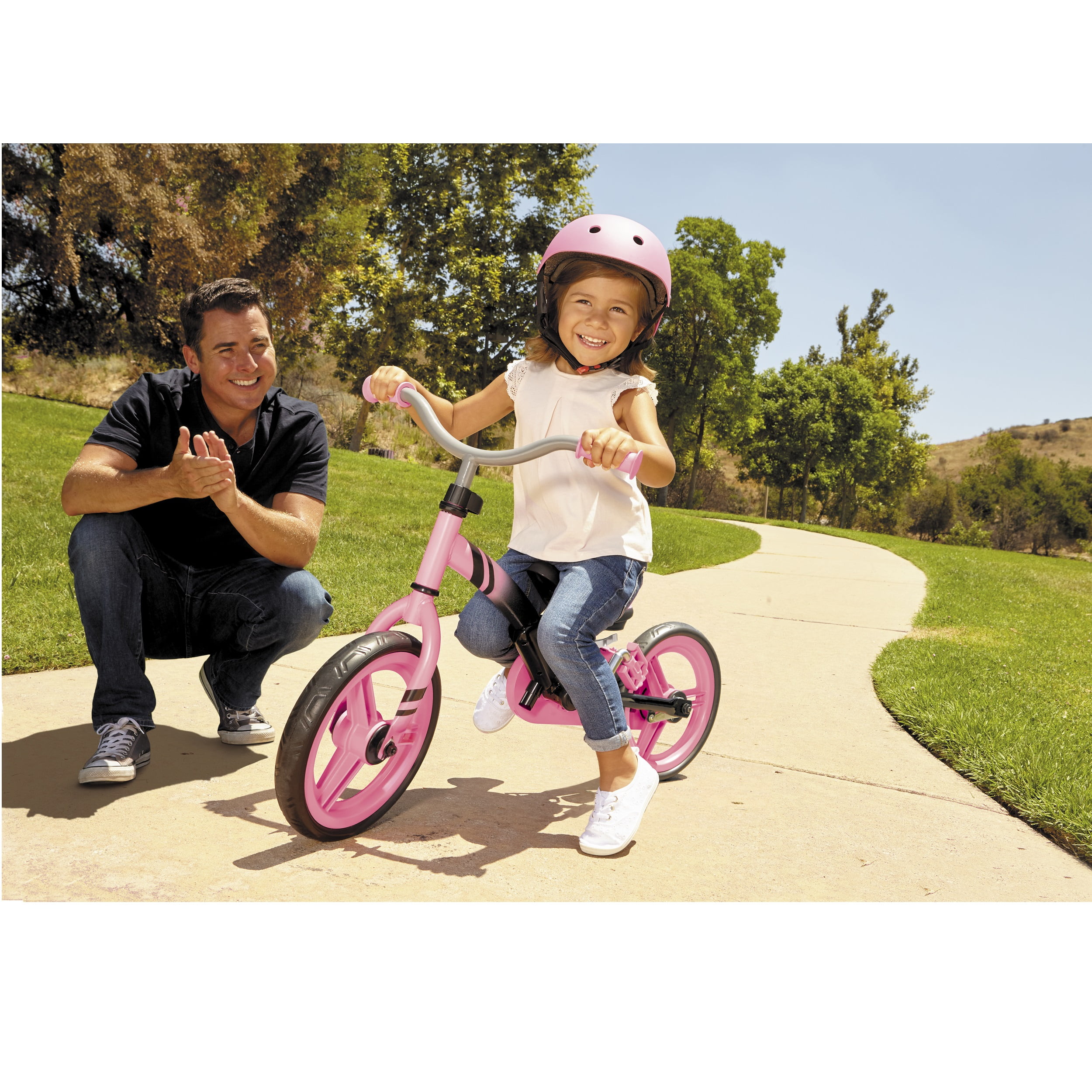 My First Balance to Pedal Pink Training Bike Kids, Ages 2-5 Years, 12 inch - Image 3