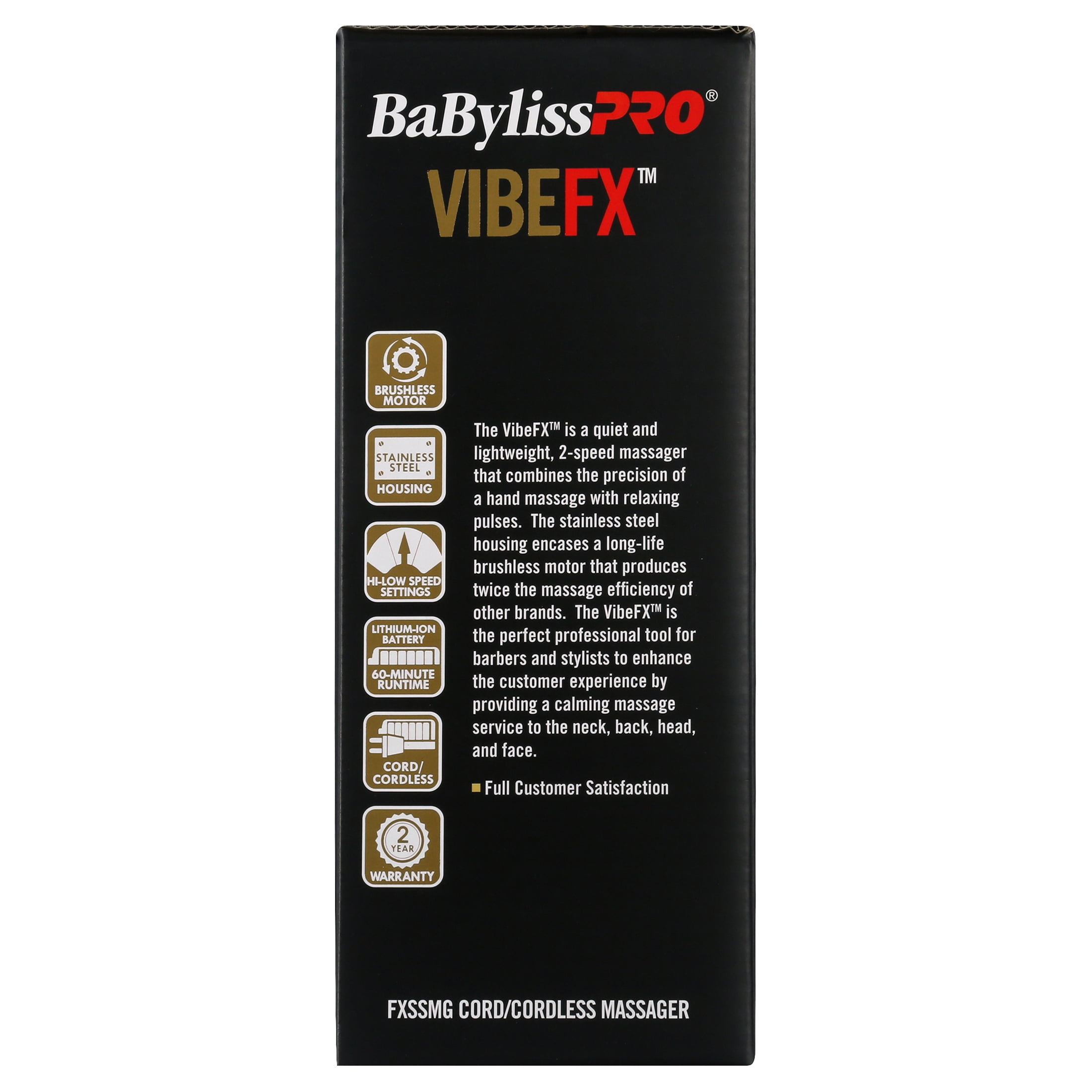 BaBylissPRO VibeFX Cord and Cordless Handheld Massager, Gold - Image 4