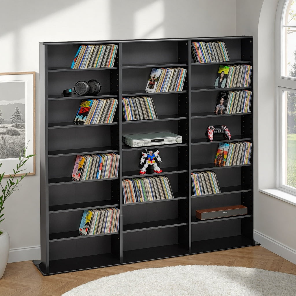 Prepac 51" Triple CD DVD Wall Media Storage Rack in Black - Image 5