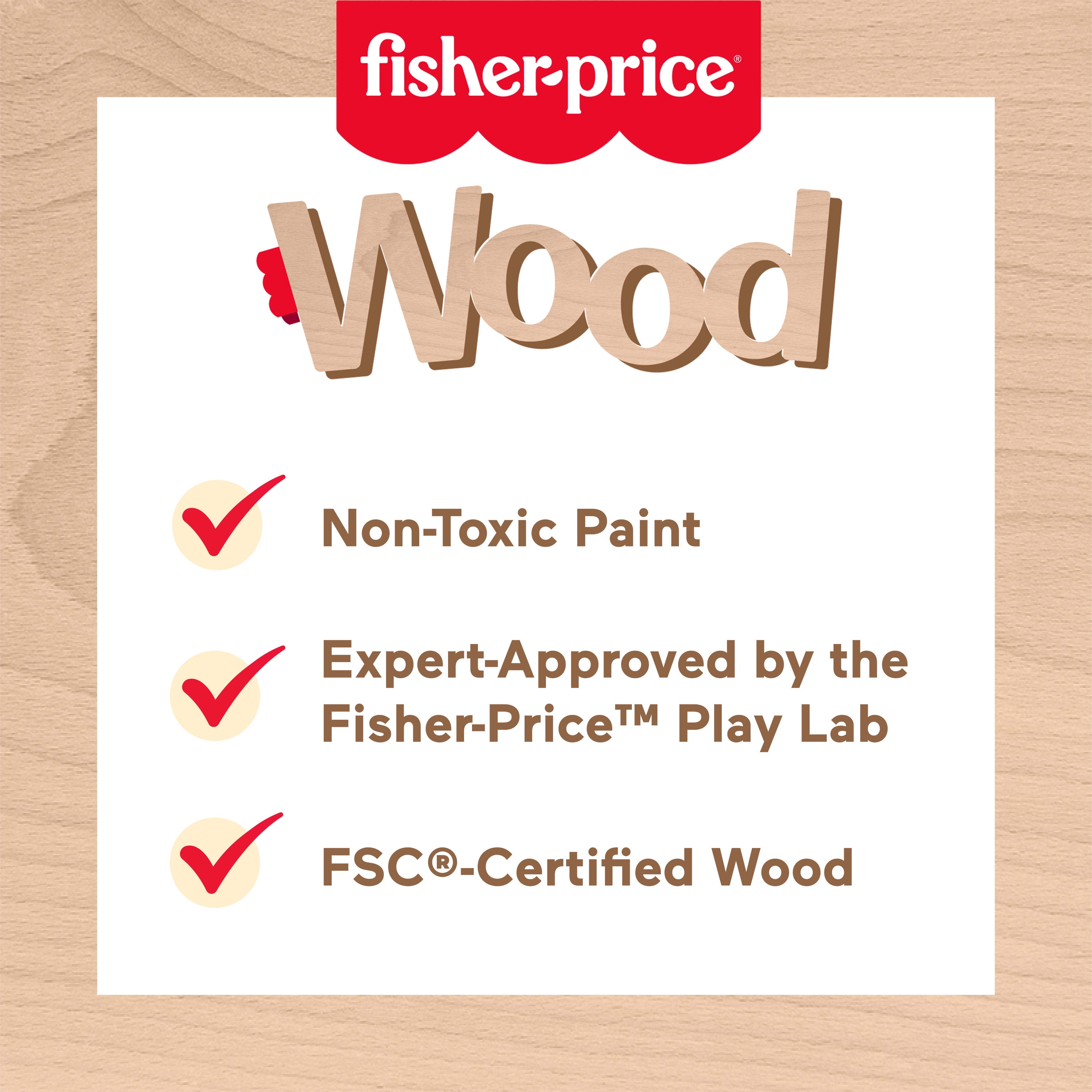 Fisher-Price Wooden Activity Gym, Wood Frame with 3 Sensory Toys & Mat for Newborn Babies - Image 6