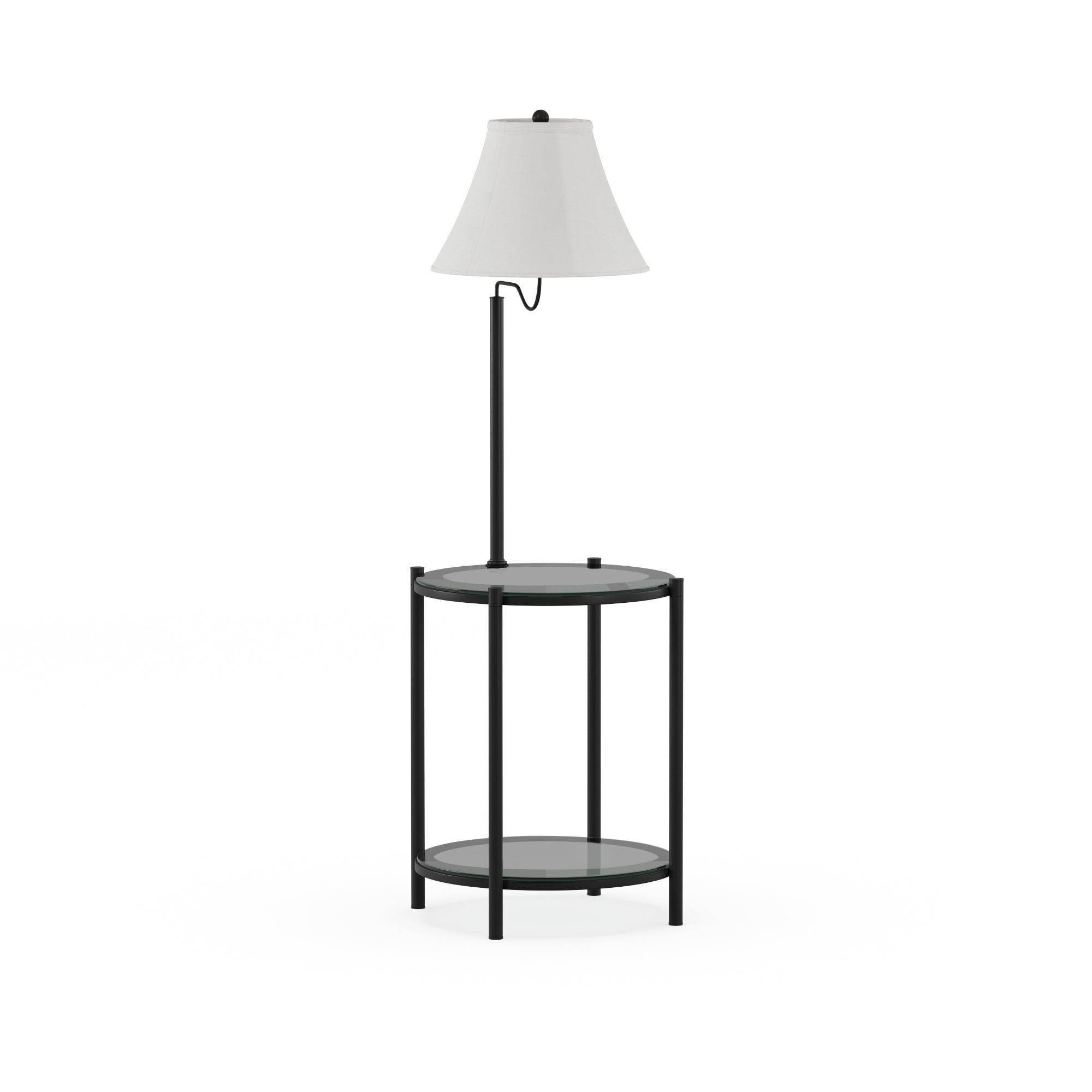 Mainstays Glass End Table Floor Lamp, Matte Black - Image 2