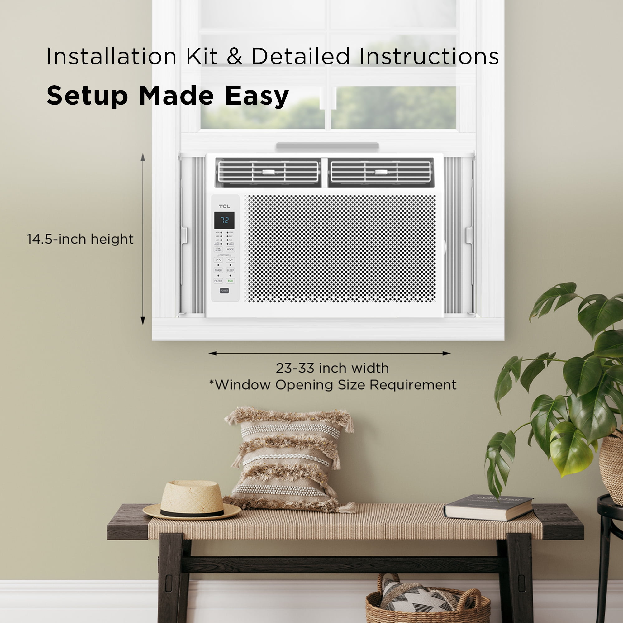 TCL 5,000 BTU Window Air Conditioner, Fan & Dehumidifier (White) - 150 Sq. Ft., Remote Control, Easy-to-Use, Reusable Filter, Compact, Quiet - W5W3M - Image 9