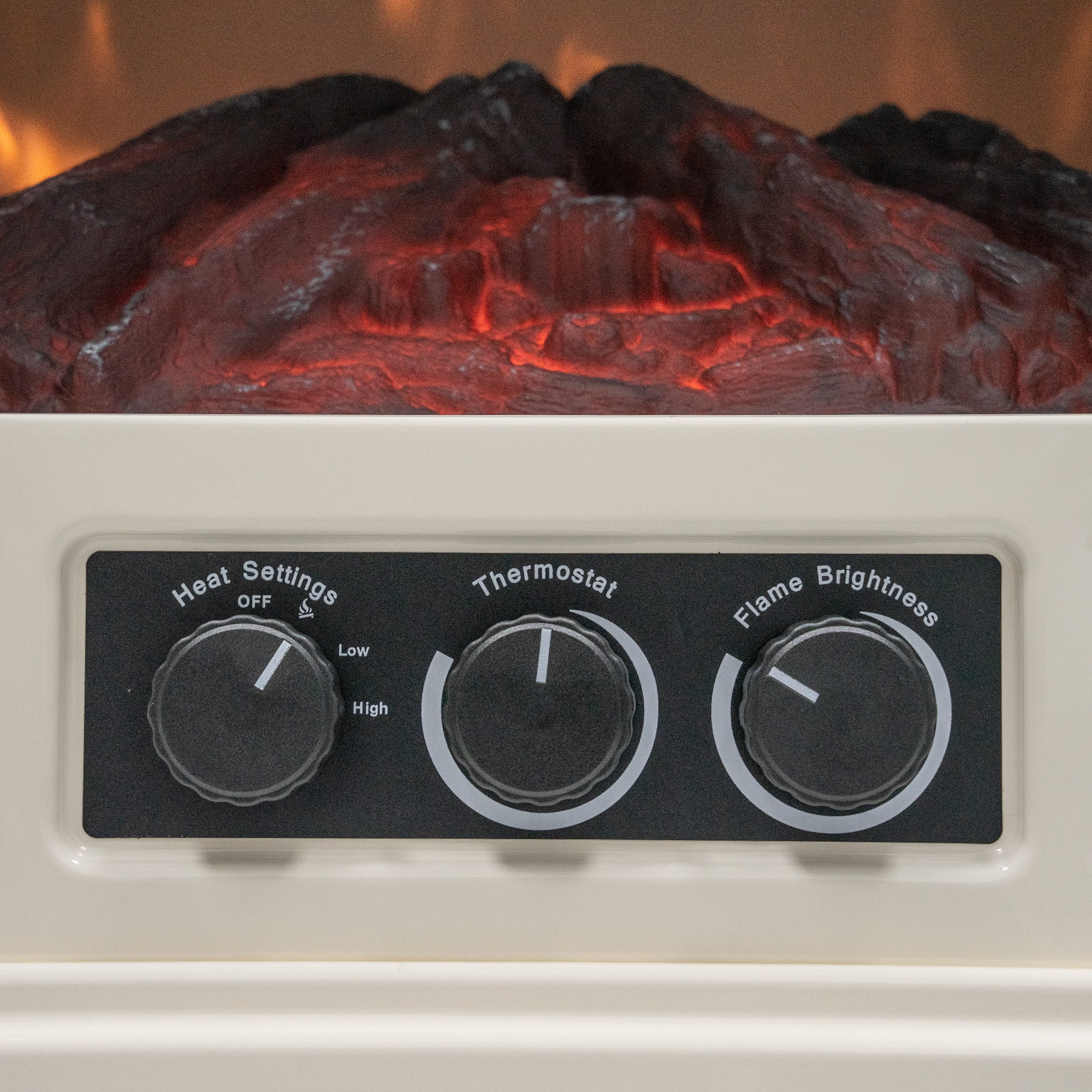 Mainstays New 1500W 2-Setting 3D Electric Stove Heater with Life-like Flame, Vanilla - Image 7