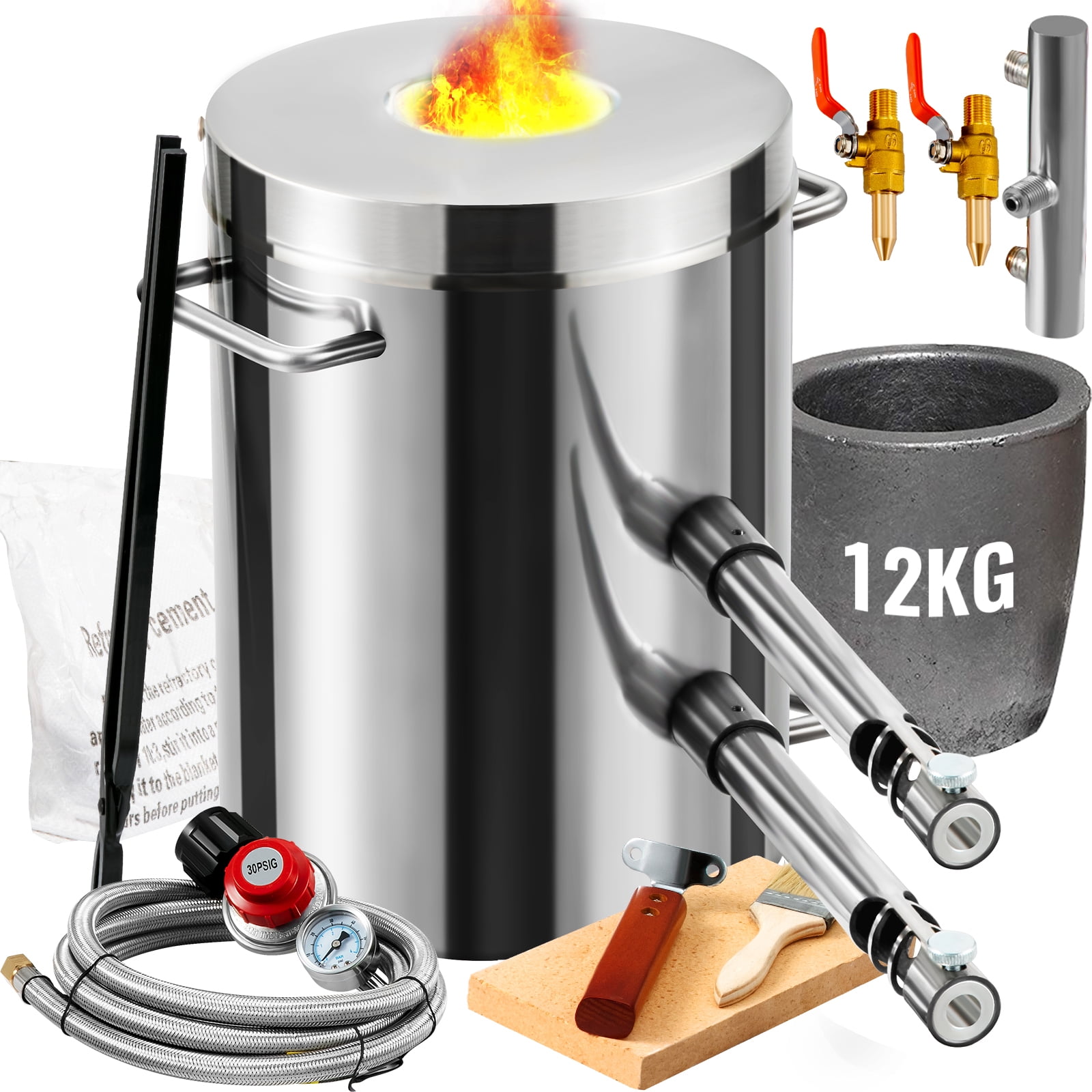 KFFKFF Propane Fueled Furnace Set, Home Foundry with 12KG Maximum Capacity, Stainless Steel Smelting Device, Blacksmith Forge Including Crucible and Tongs, Ideal for Metal Scrap Recycling and Casting - Image 5