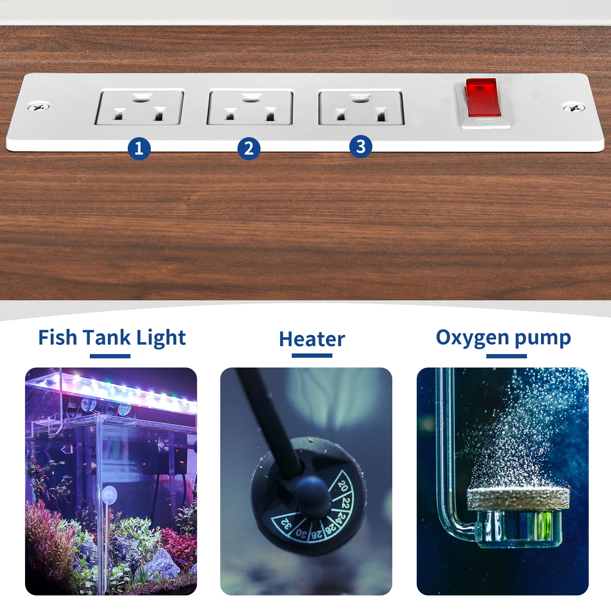 Uforic 55-75 Gallon Aquarium Stand with Power Outlets, Cabinet for Fish Tank Accessories Storage - Heavy Duty Metal Fish Tank Stand, 865LBS Capacity, White & Walnut - Image 7