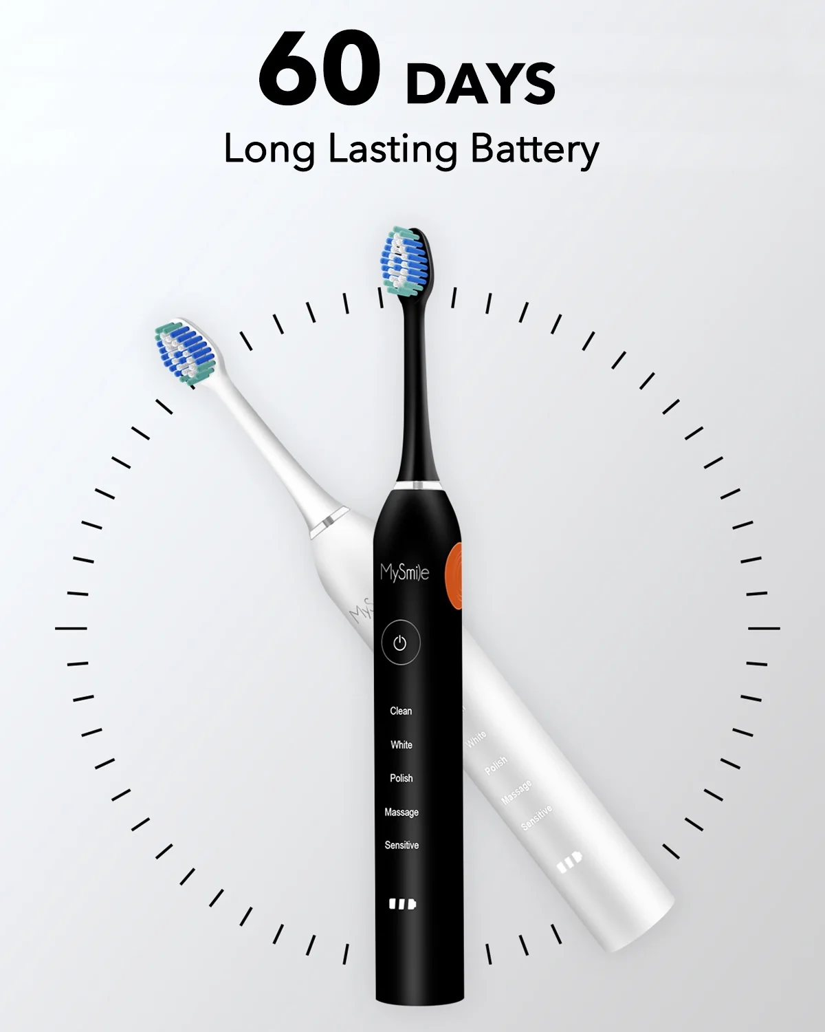 MySmile Rechargeable Sonic Electric Toothbrush for Adults, Enamel Safe Toothbrush, 6 Replace Heads 5 Deep Cleaning Modes, Black - Image 5