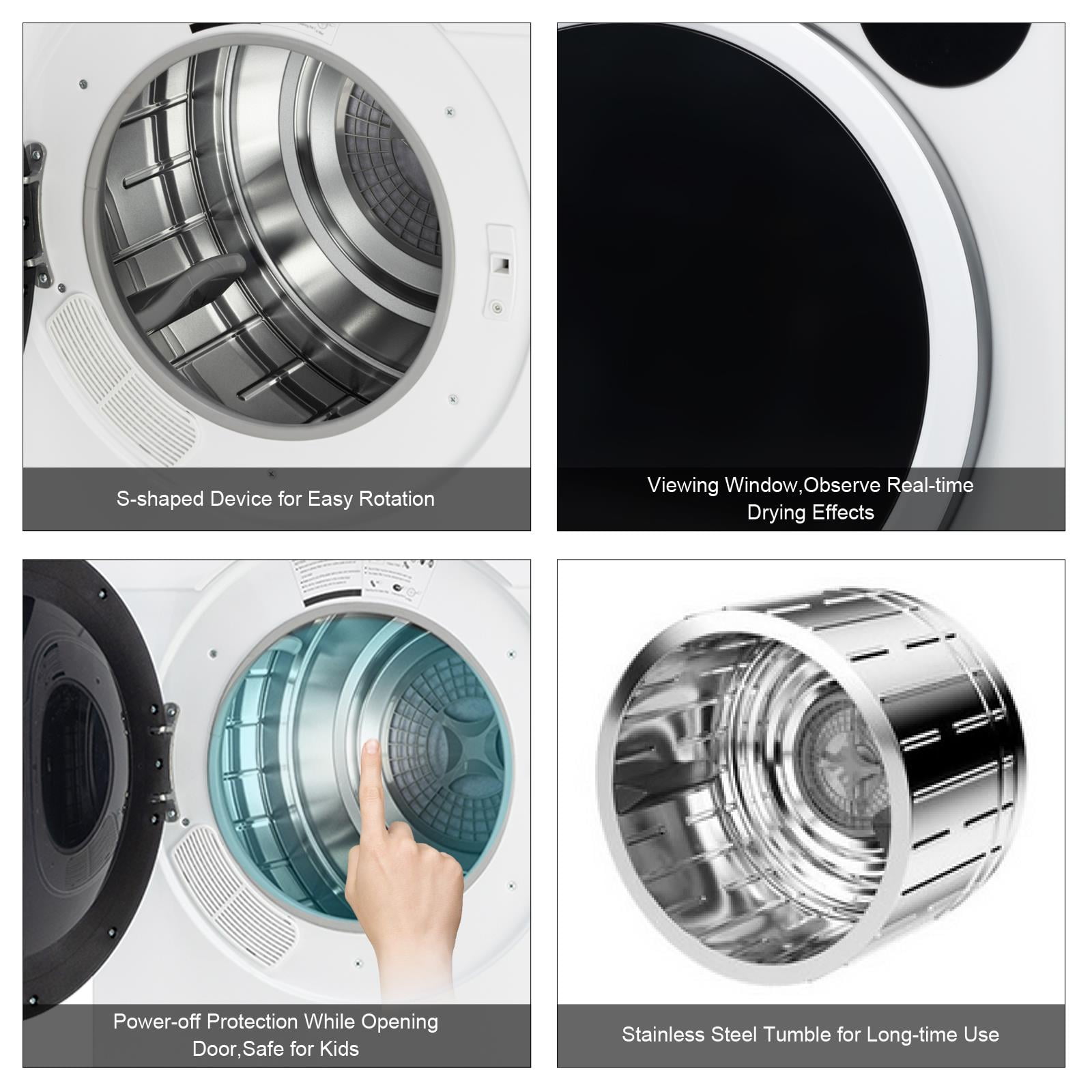 Ktaxon 3.5 cu. ft. Portable Electric Compact Stainless Steel Dryer, White - Image 2