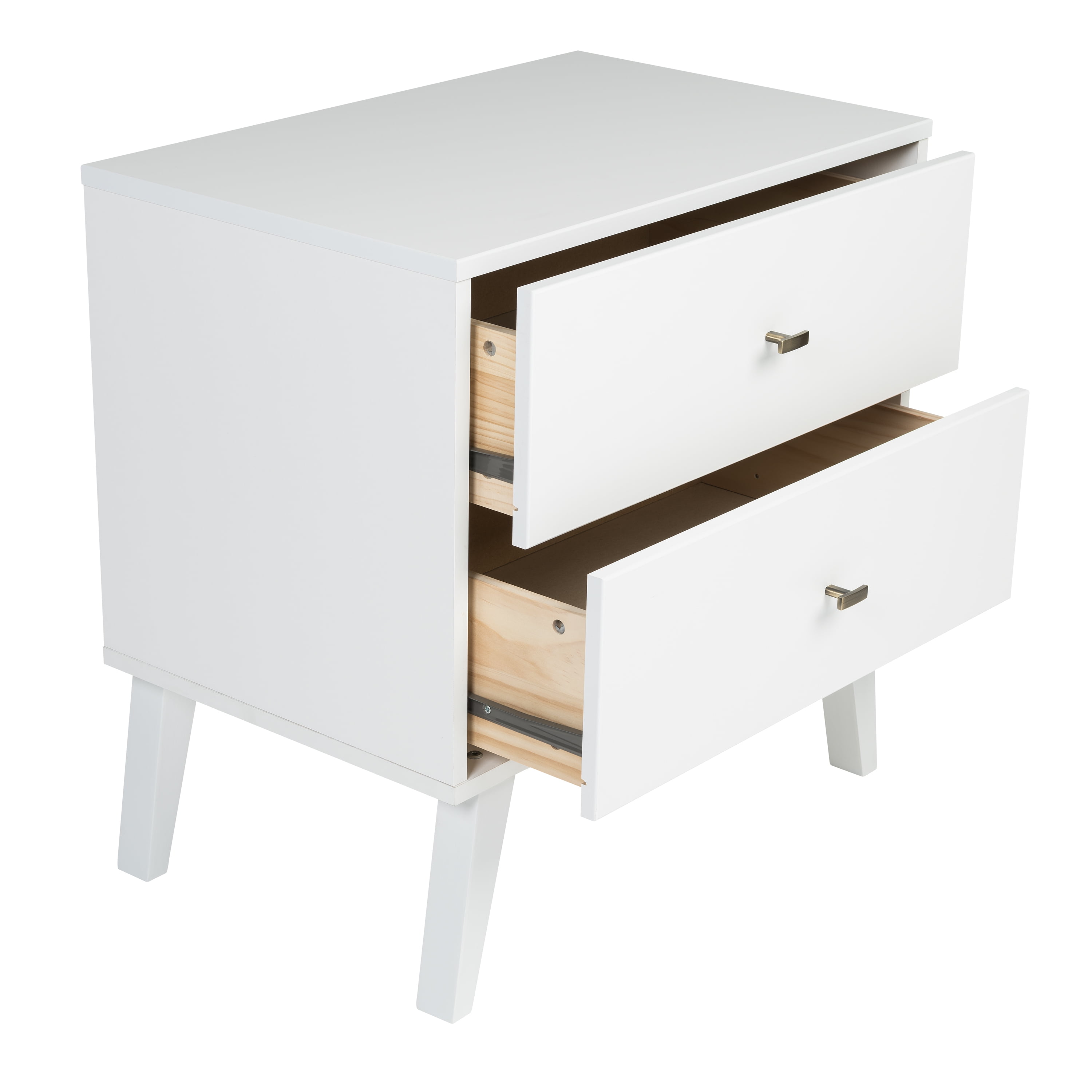 Prepac Milo Mid-Century Modern 2-Drawer Nightstand, 16"D x 25"W x 25"H, White - Image 12