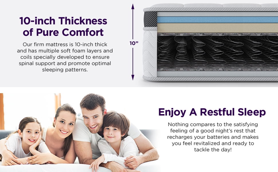 NapQueen Maxima 10” Full Innerspring Mattress, Cooling Gel Infused Memory Foam Mattress in a Box, Adult - Image 12