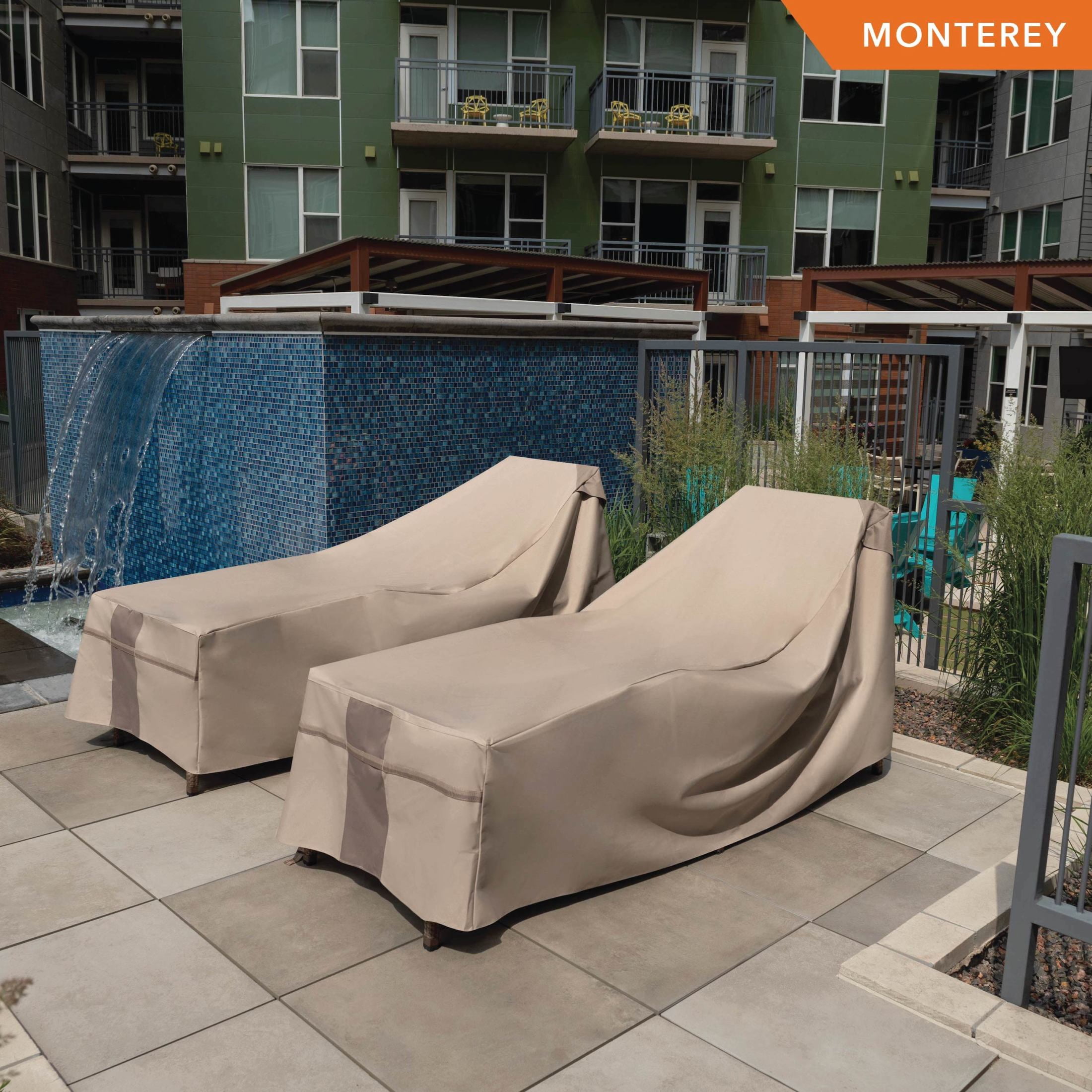 Modern Leisure Monterey Outdoor Patio Bar Table & Chair Set Cover, 66"L x 64"W x 34"H, Beige - Image 12