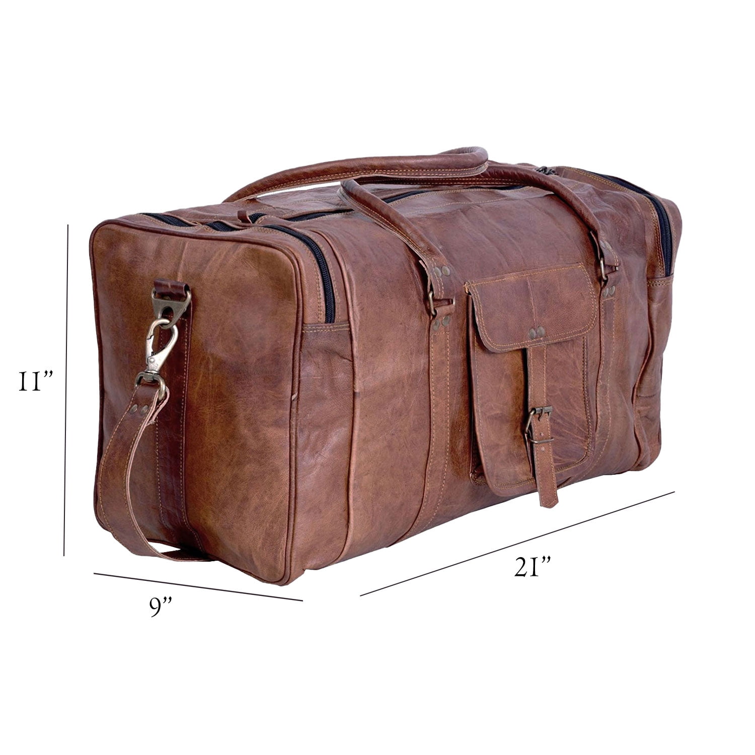 21 Inch Vintage Leather Duffel Travel Gym Sports Overnight Weekend Duffle Bags for men and women - Image 7