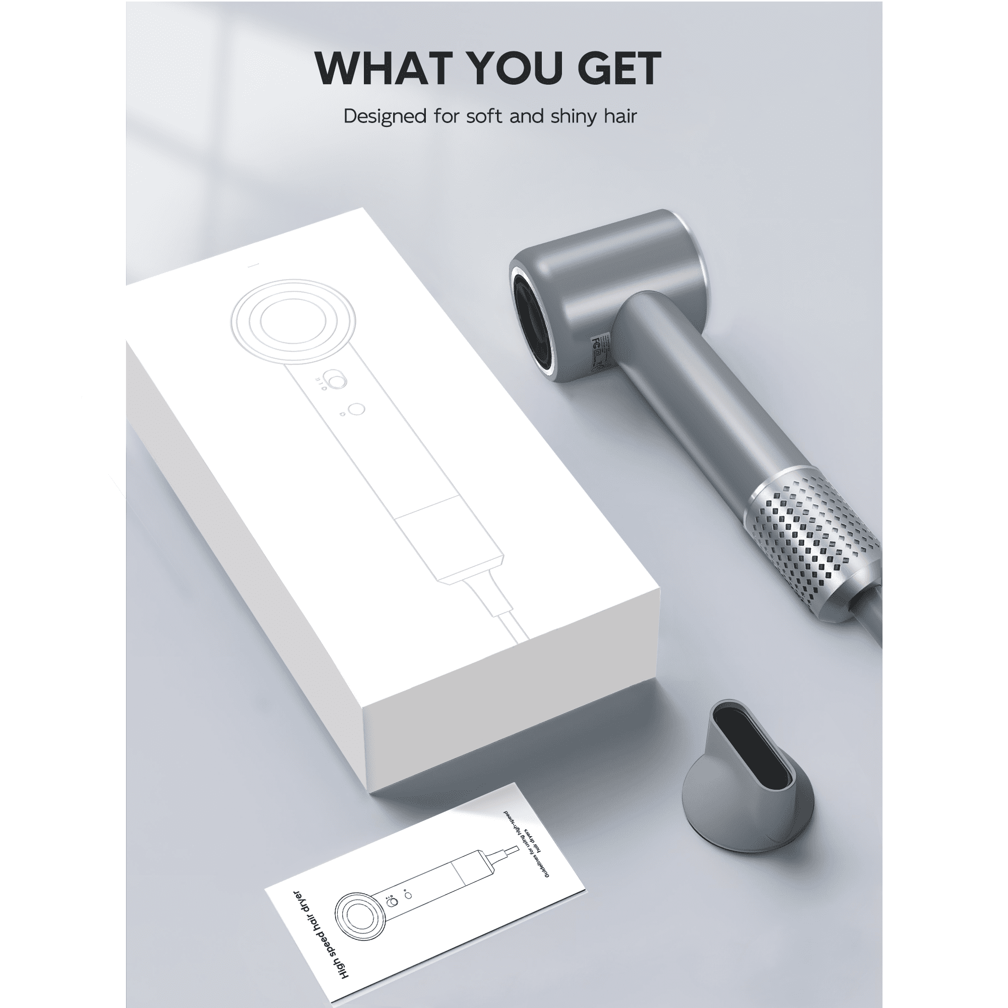 LOOKLIM High Speed Hair Dryer, Quiet Lightweight Ionic Hair Blow Dryer with 6 Blowout Mode, Gray - Image 2