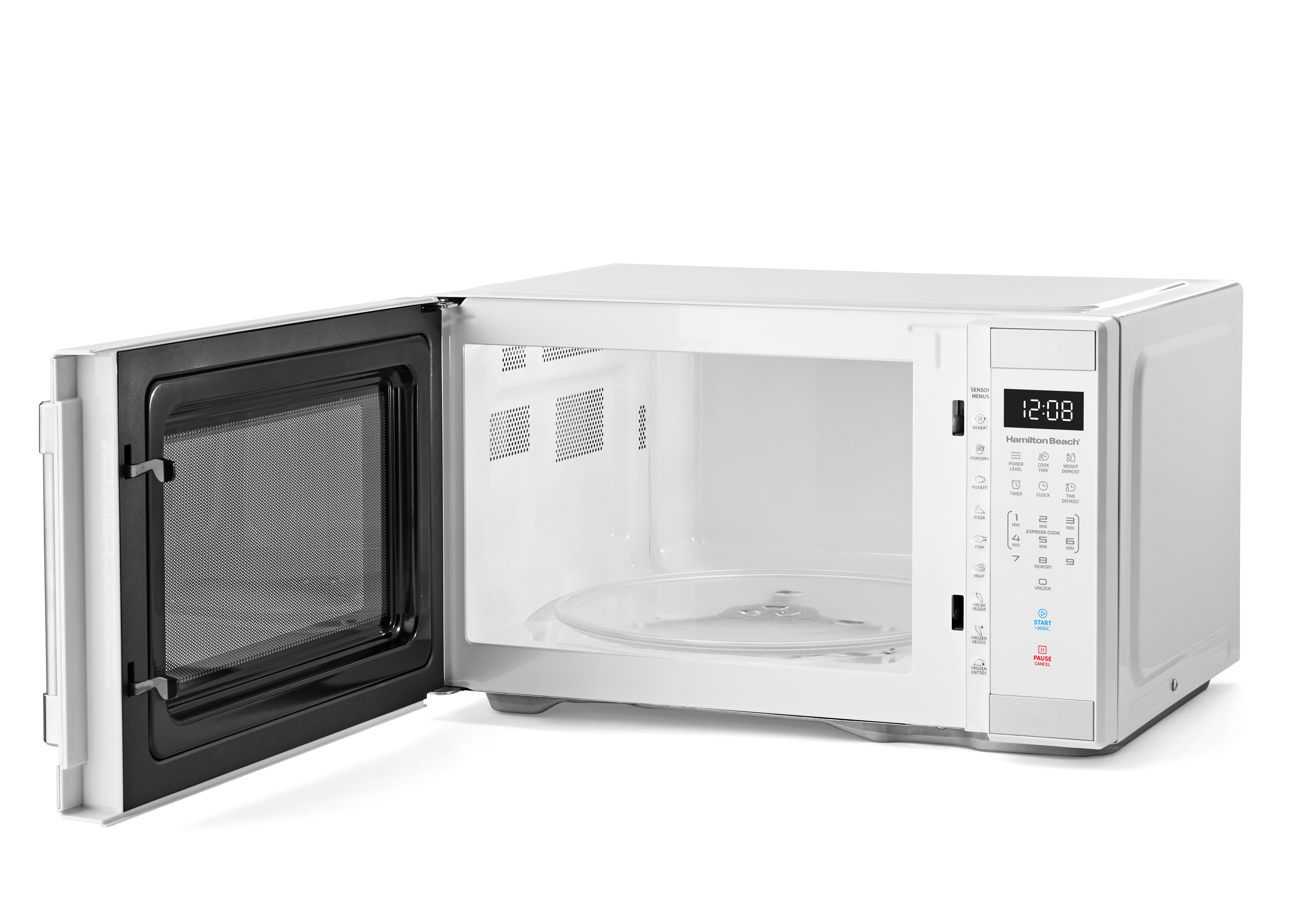 Hamilton Beach 1.1 Cu ft Countertop Microwave Oven, White and Stainless Steel - Image 4