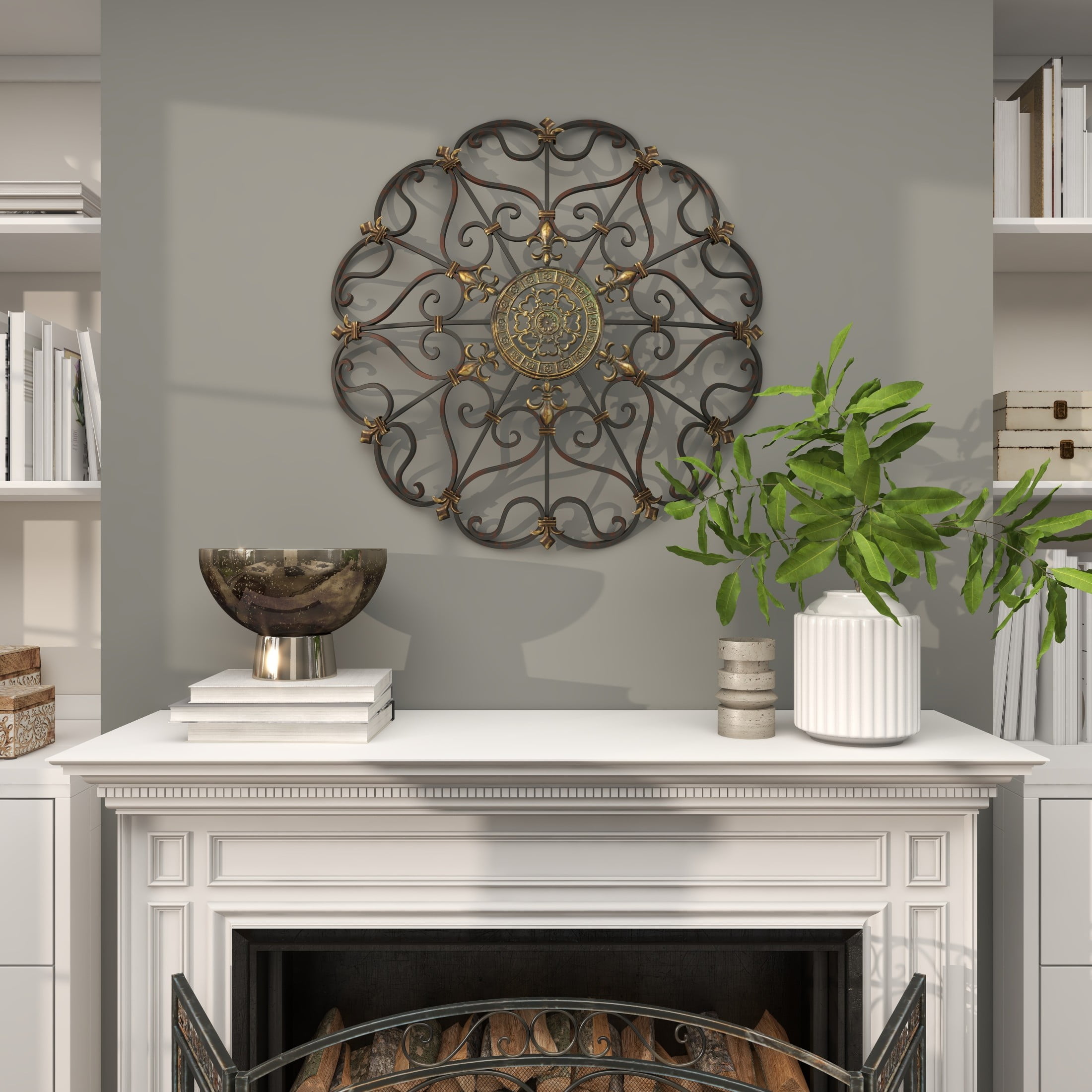DecMode Brown Metal Scroll Wall Decor - Image 12