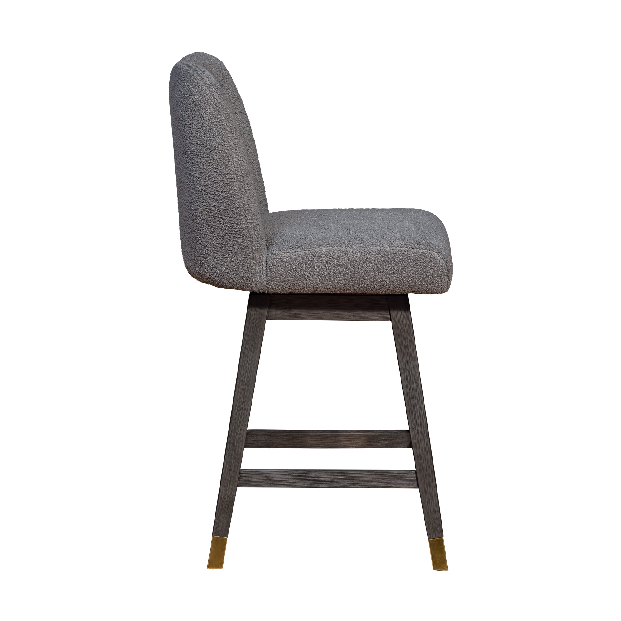 Armen Living Indoor Amalie Swivel Counter Stool in Gray Oak Wood Finish with Gray Boucle Fabric - Image 11