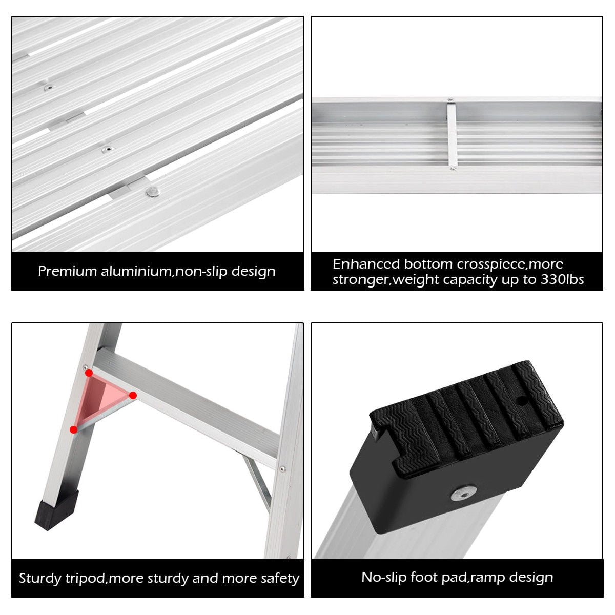 Costway HD EN131 Aluminum Platform Drywall Step Up Folding Work Bench Stool Ladder - Image 9