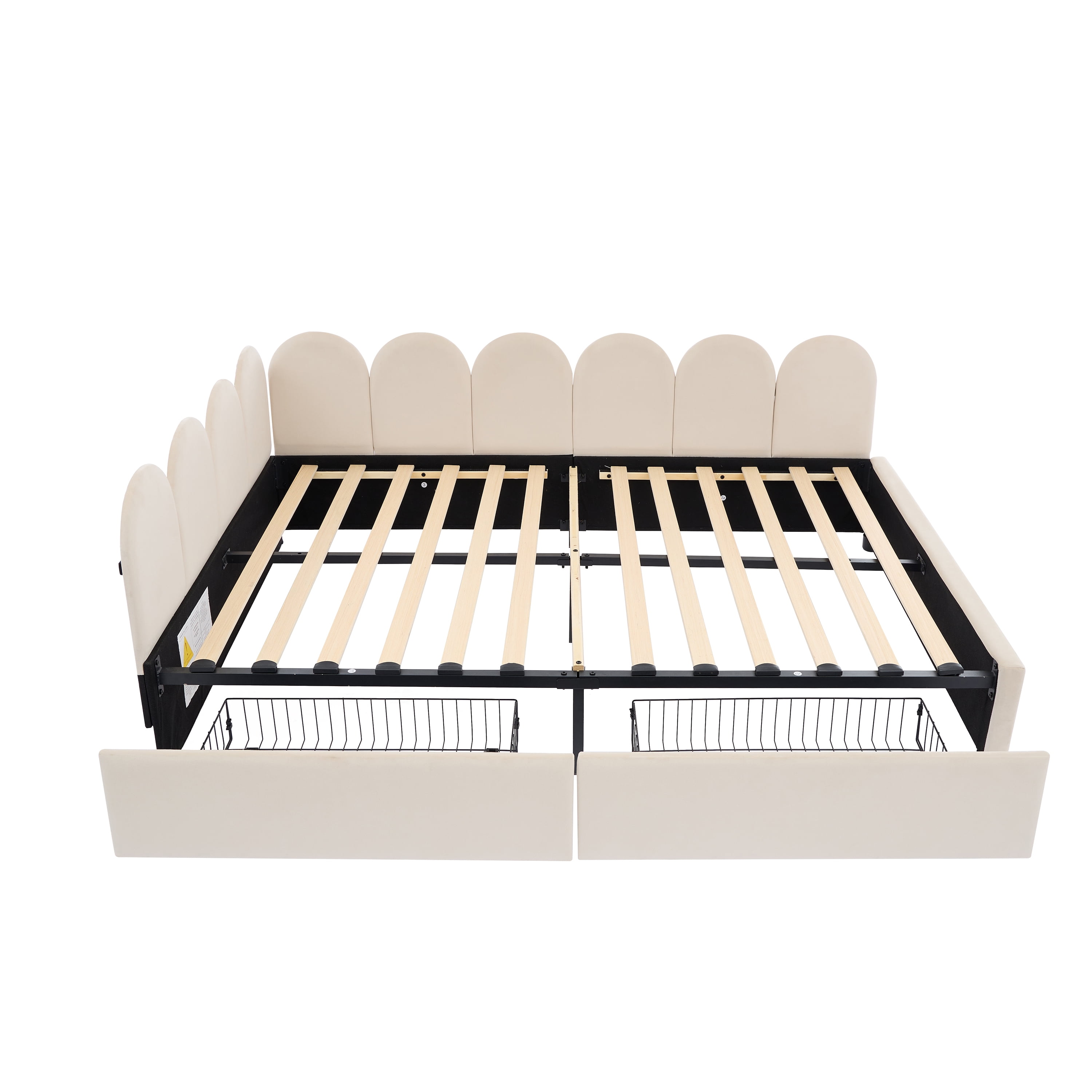 Euroco Upholstered Full Size Daybed with Drawers, Sofa Bed for Kids Teens Adults Bedroom, Beige - Image 12