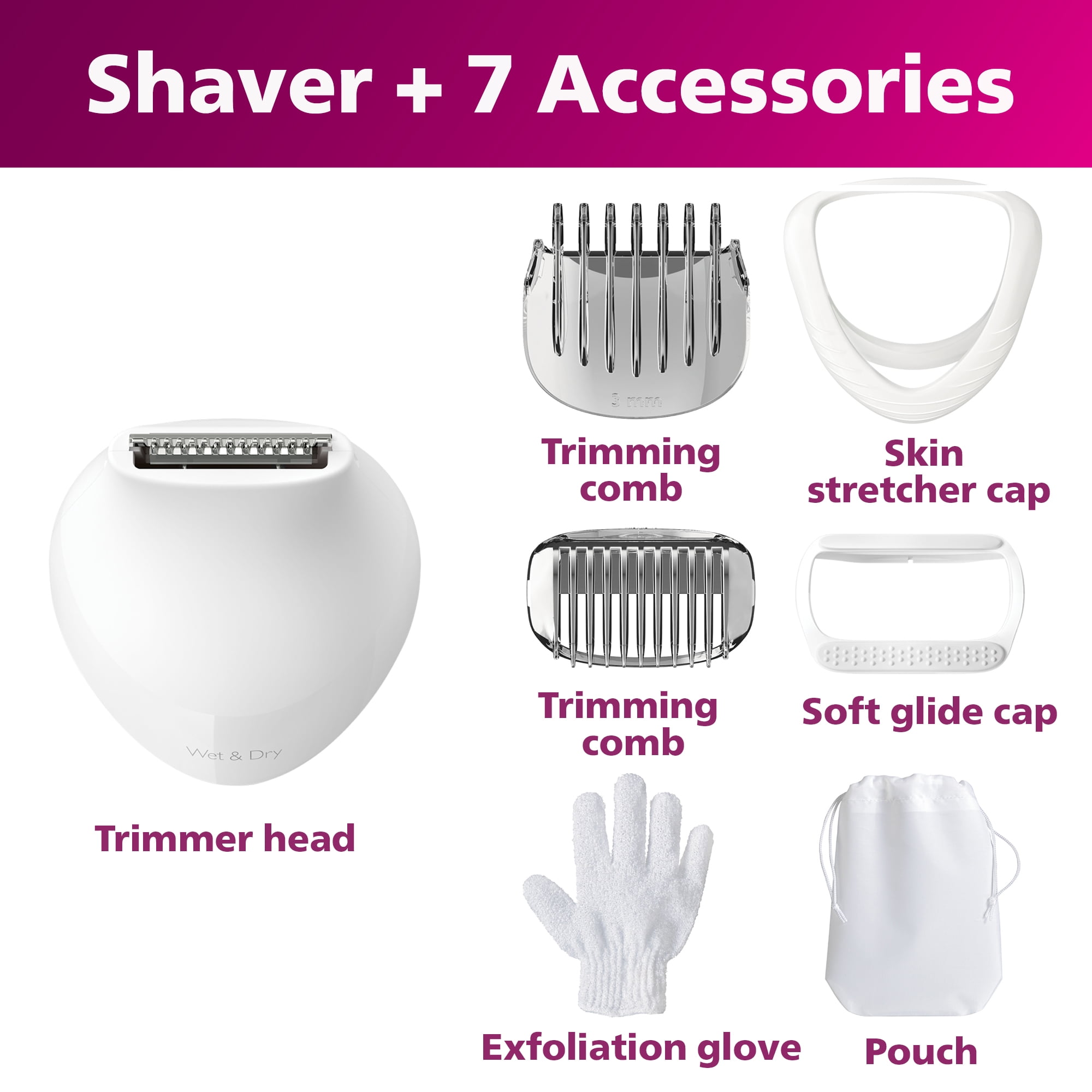 Philips Lady Women's Electric Shaver Series 6000, Cordless with 7 Accessories - Image 7