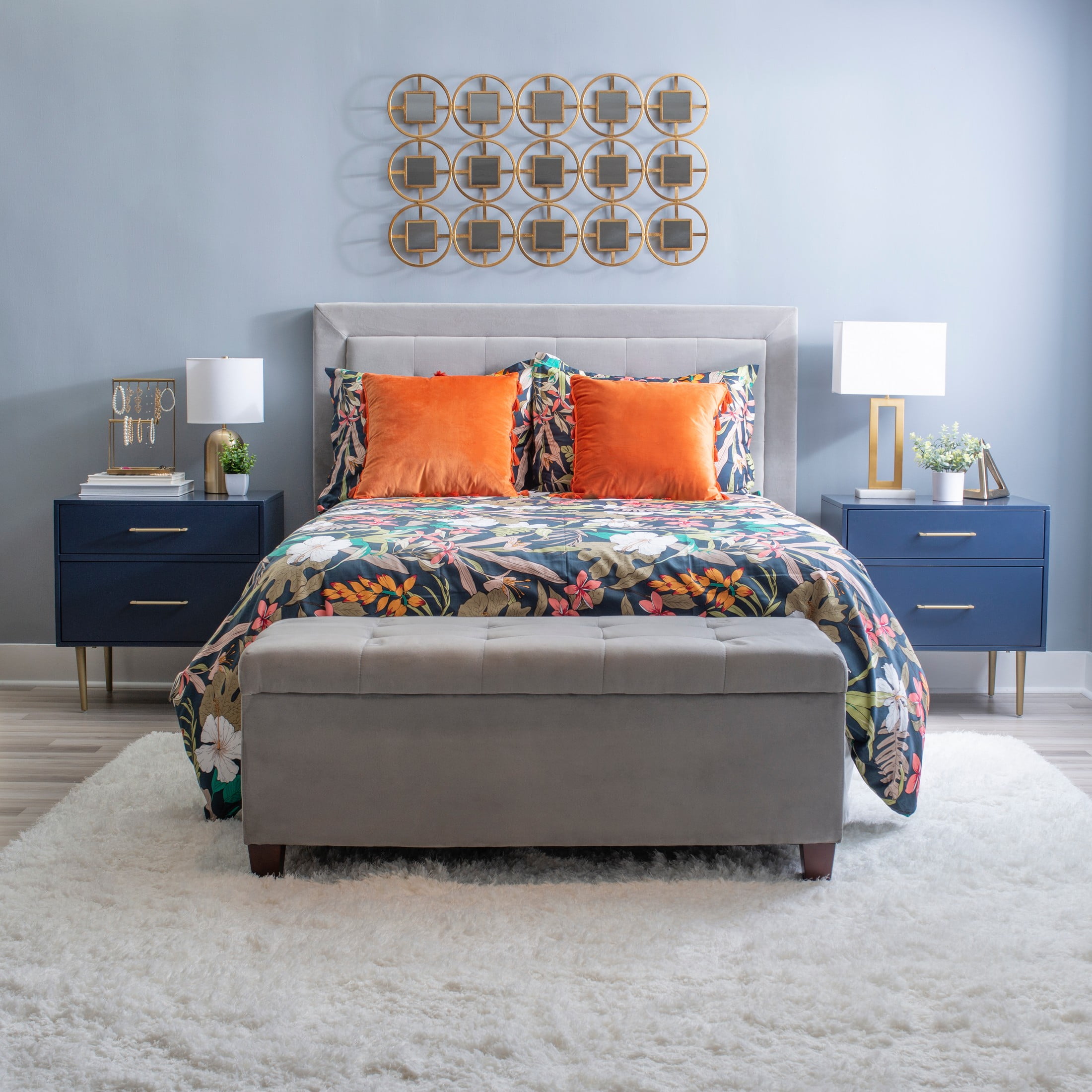 Linon Galena 2-Drawer Nightstand, Navy - Image 15