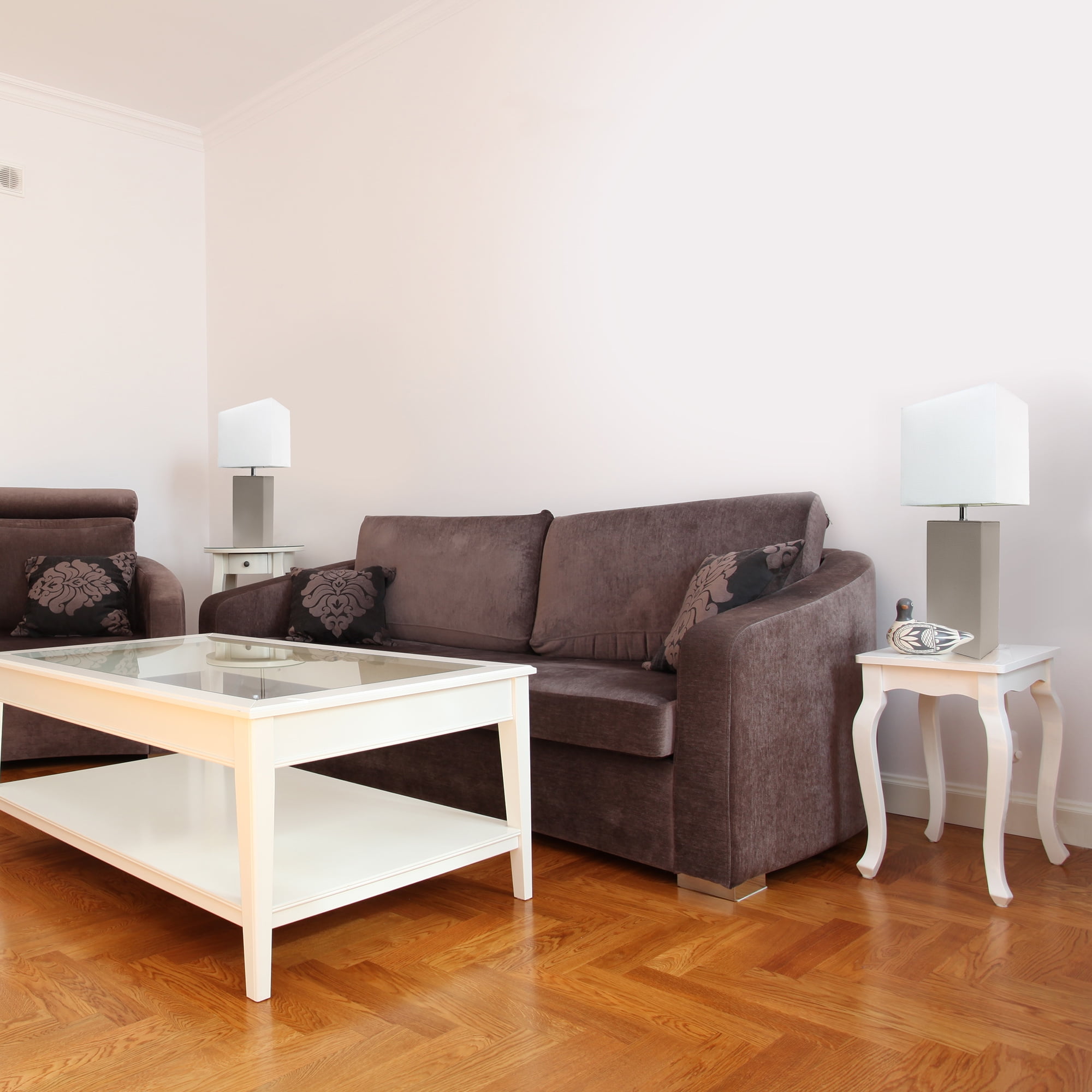 Elegant Designs Leather Table Lamp 2 Pack in Gray with White Shade - Image 4