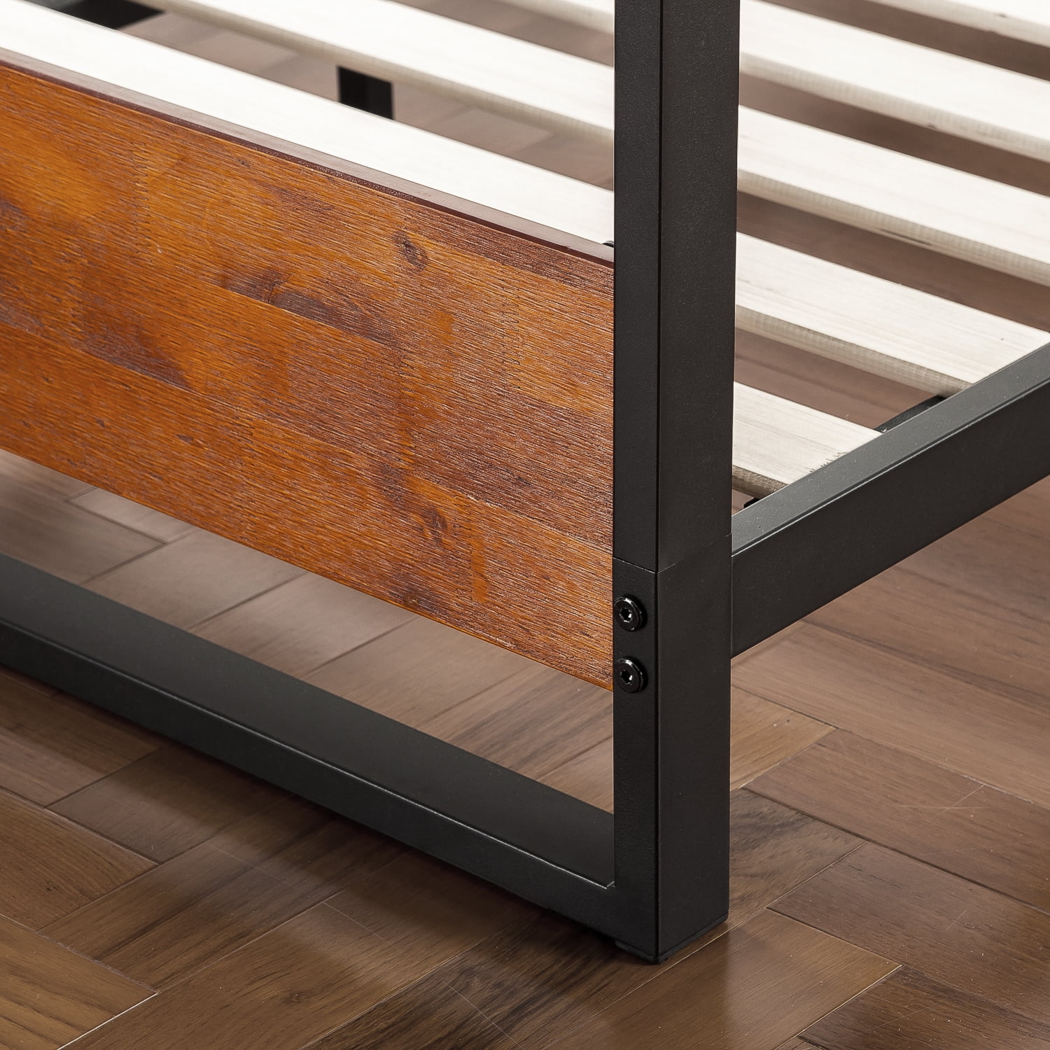 Zinus Suzanne 37" Metal and Wood Platform Bed with Headboard, Twin - Image 2