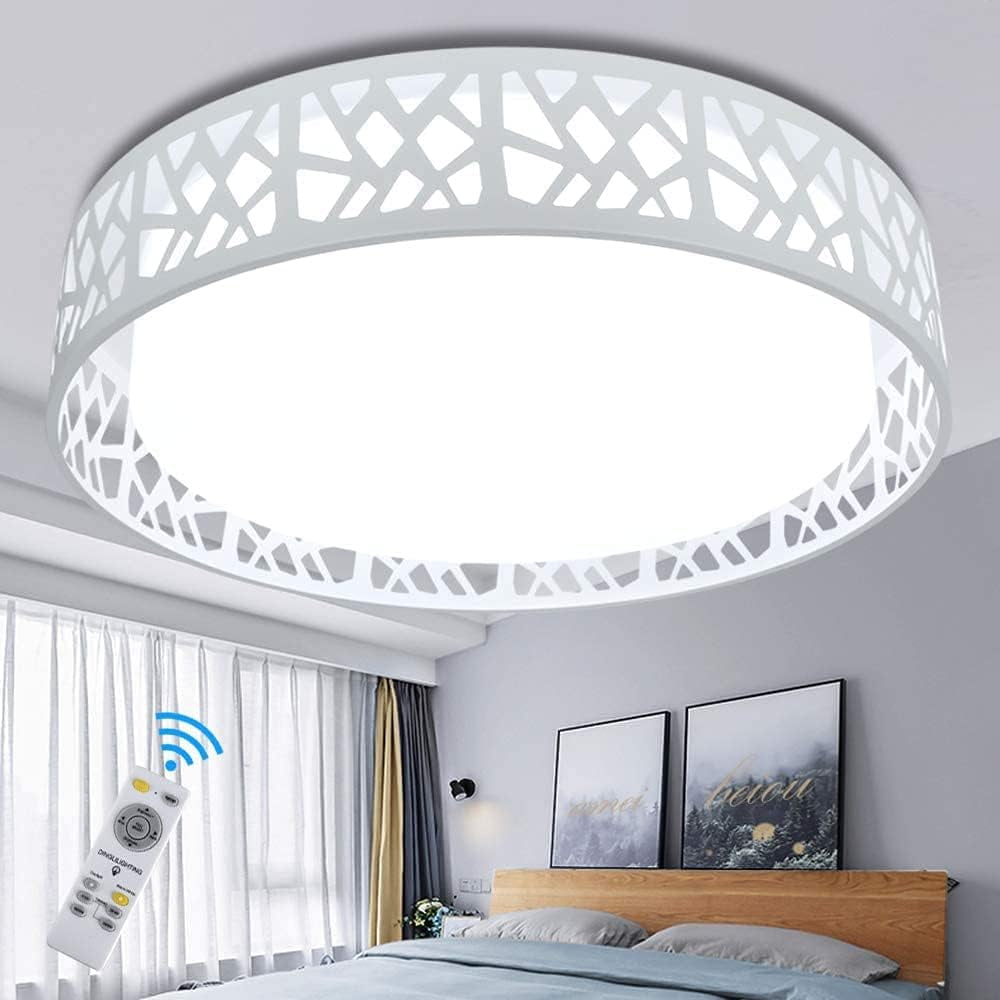 Depuley 18.5" Modern Flush Mount Ceiling Light with Remote White Ceiling Light for Dining Room Bedroom, 3 Color Changeable Timing - Image 6