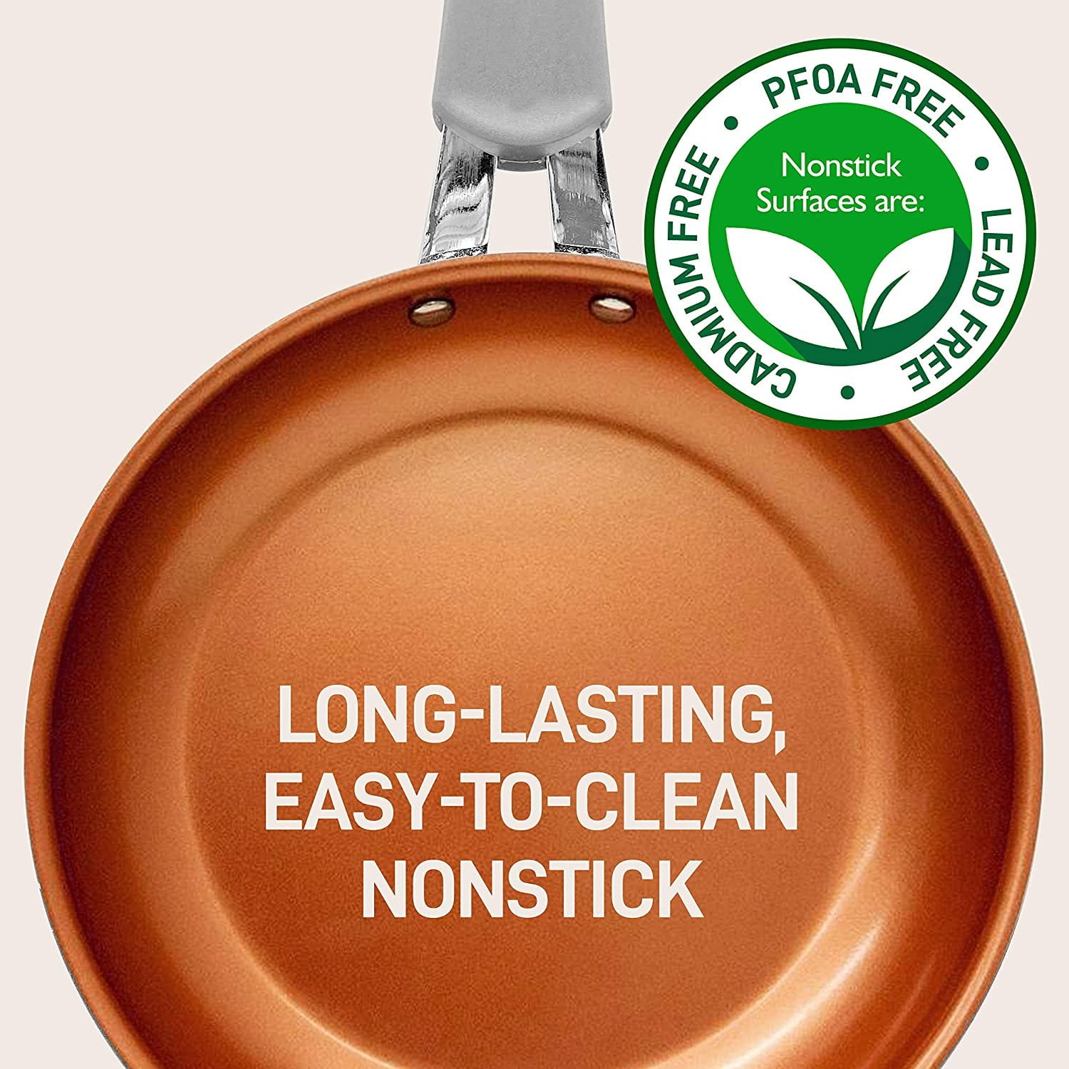 11-Piece Nonstick Cookware Set - Excilon Blue Diamond Ceramic, Dishwasher Safe PTFE/PFOA/APEO-Free Kitchen Ware Pots & Pan Set w/ Saucepan, Frying Pans, Cooking & Dutch Oven, Lids - NCCW11GL - Image 3