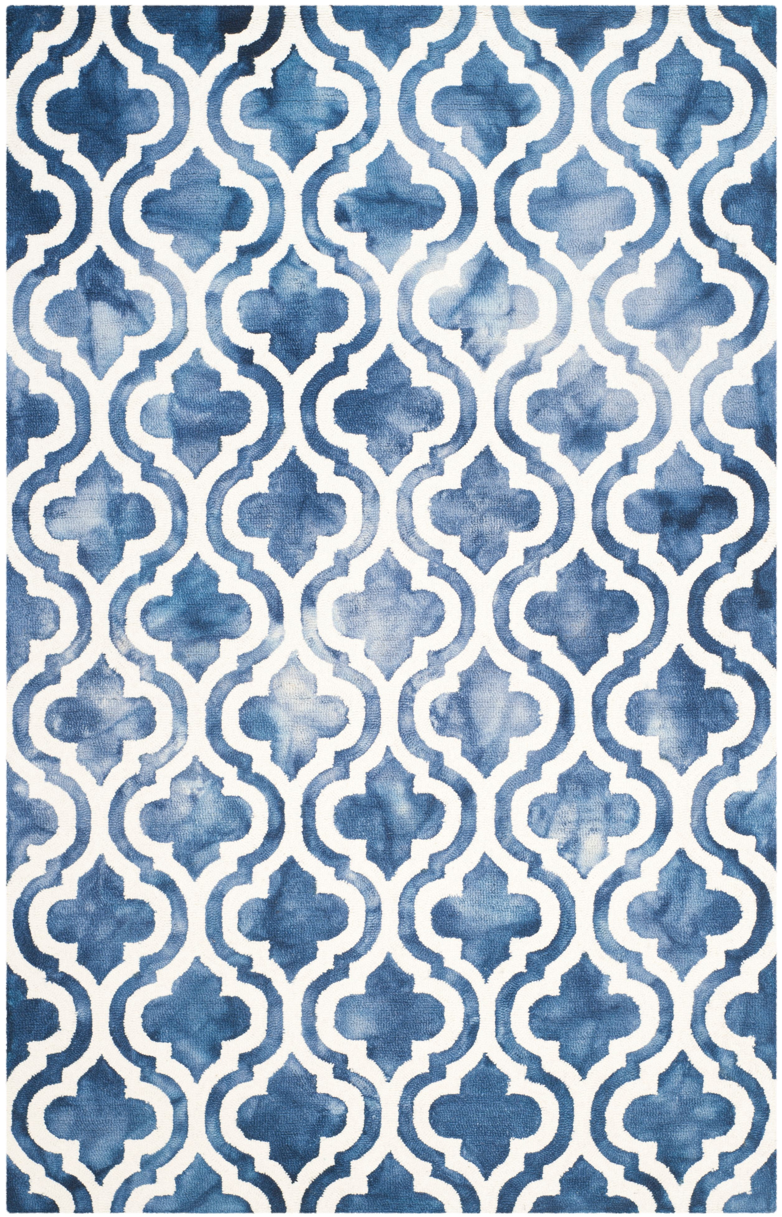 SAFAVIEH Dip Dye Jolyon Geometric Wool Area Rug, Navy/Ivory, 6' x 9' - Image 2