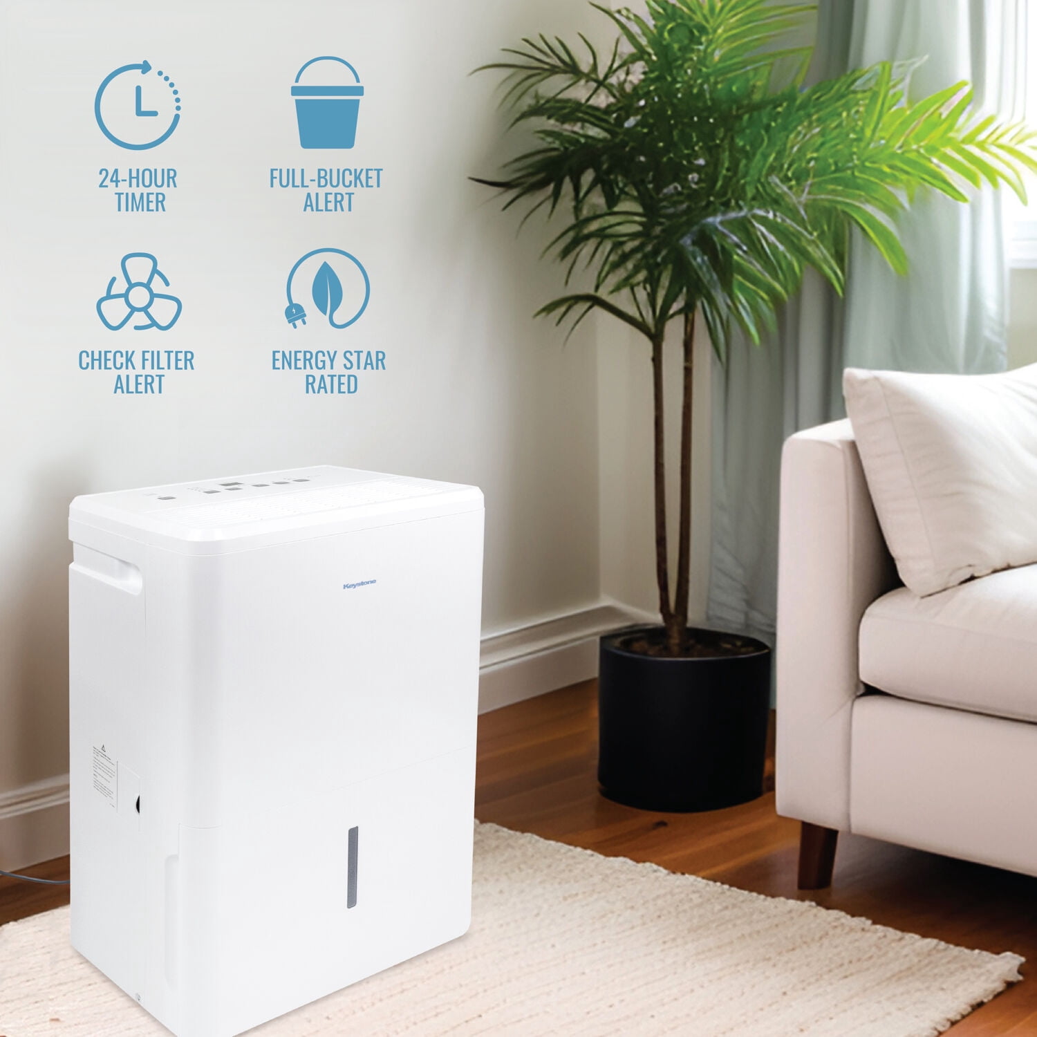 Keystone 50-Pint Portable 4500 Sq ft Dehumidifier with Pump, KYSTD50PAE - Image 11