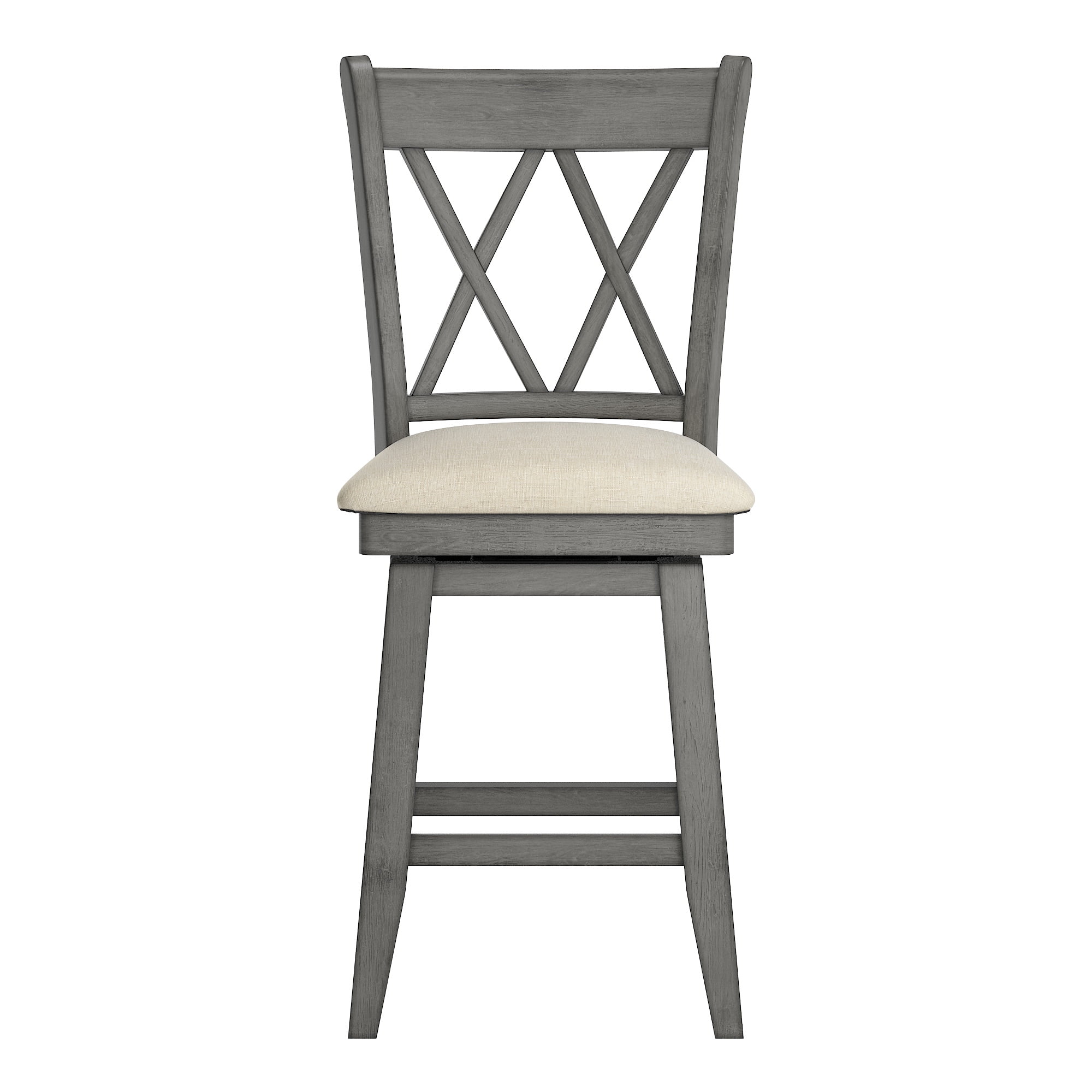 Weston Home Sheena Double X Back 24-inch Counter Height Wood Swivel Stool, Antique Grey - Image 3