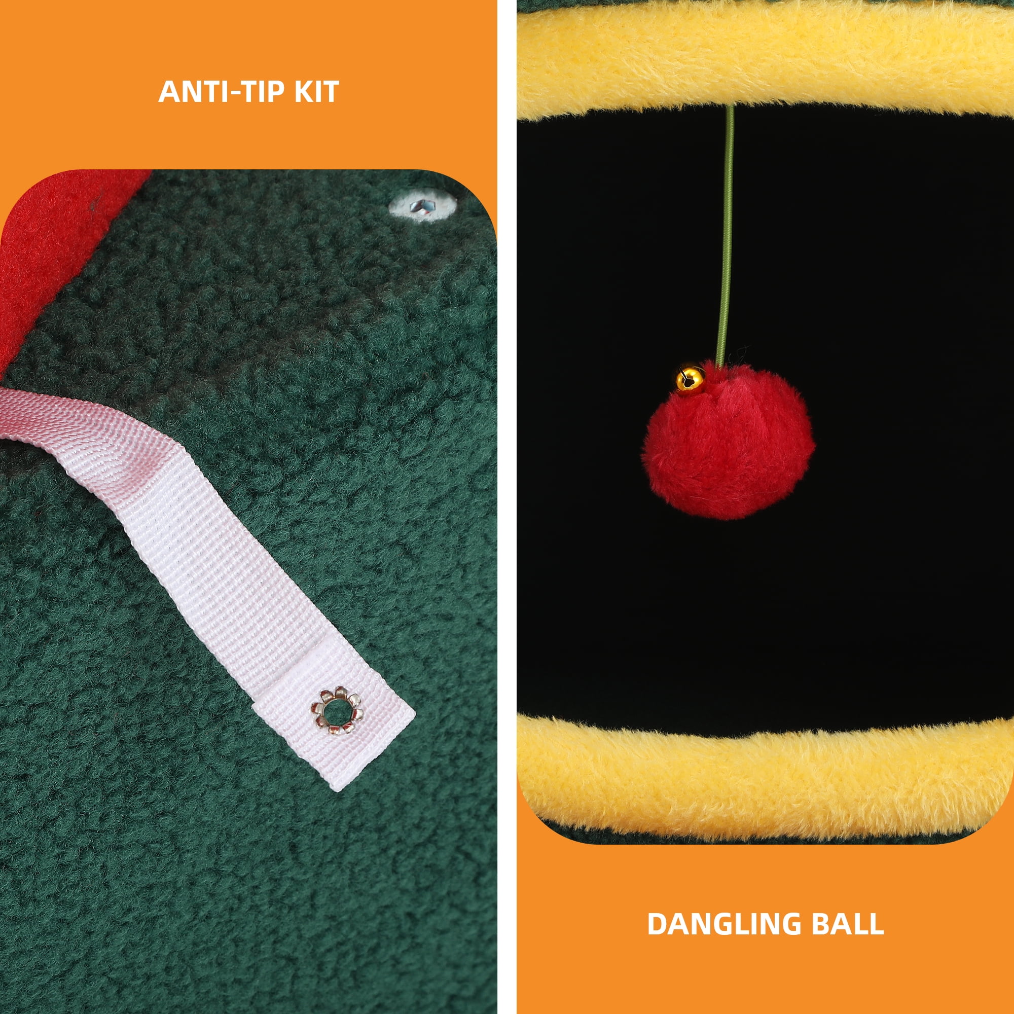 Uforic 60" Christmas Cat Tree Tower with Condos & Plush Ball for Indoor Cats - Image 3