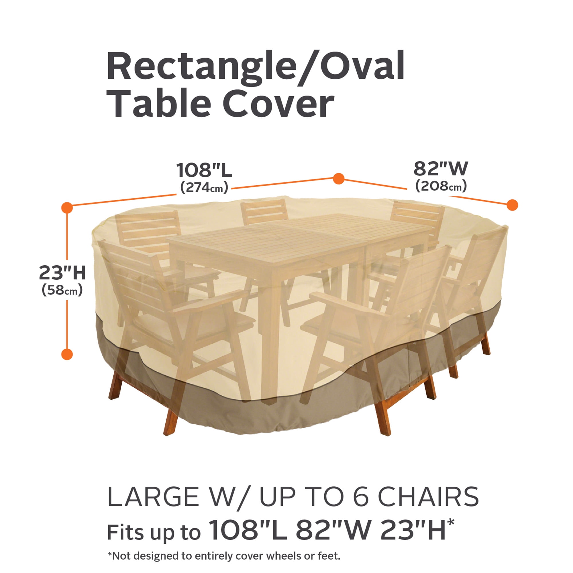 Classic Accessories Veranda 108" x 82" x 23" Beige and Brown Rectangle Patio Furniture Set Cover - Image 5