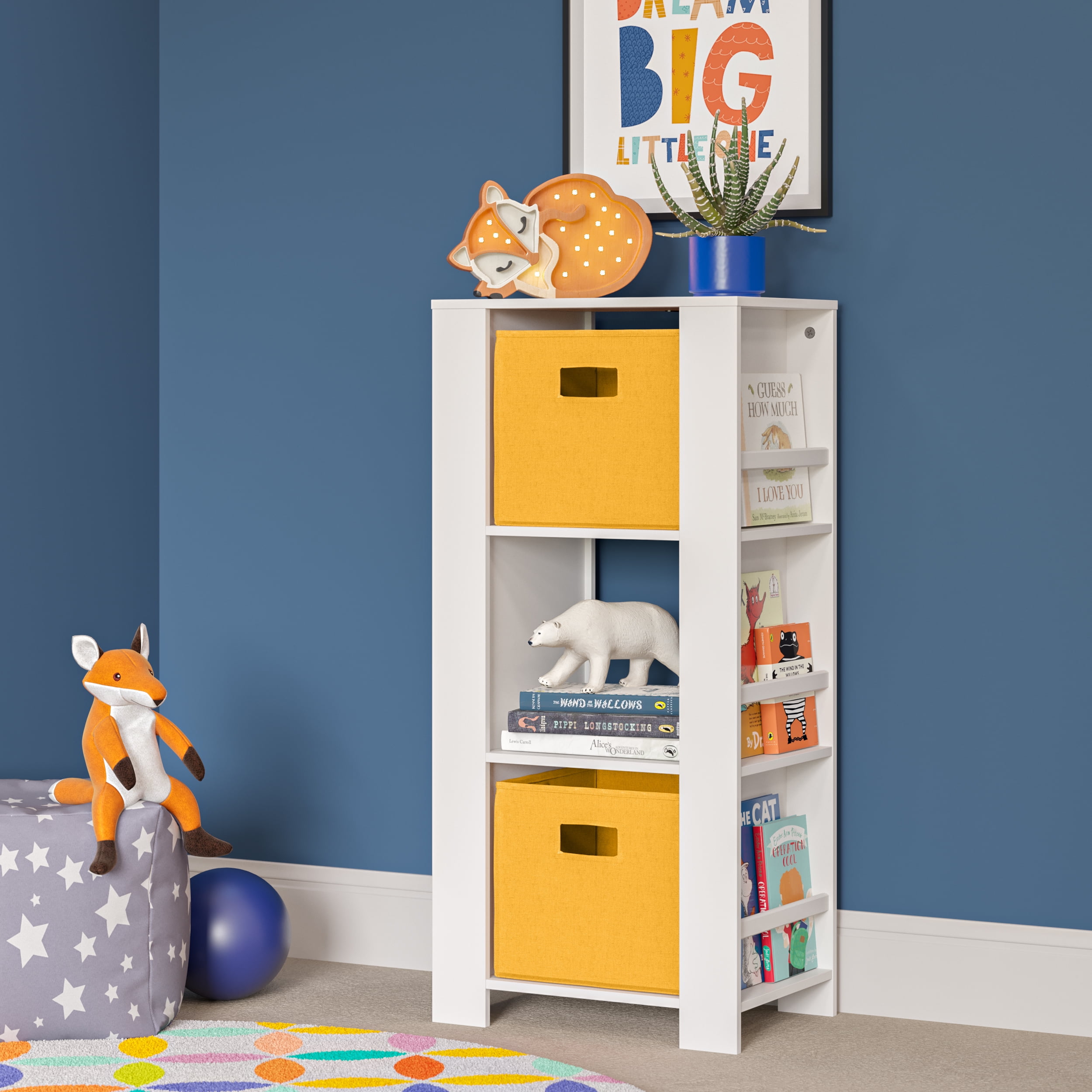 RiverRidge Kids Bookshelf Toy Organizer Tower with 3 Cubbies and 6 Bookracks - White - Image 2