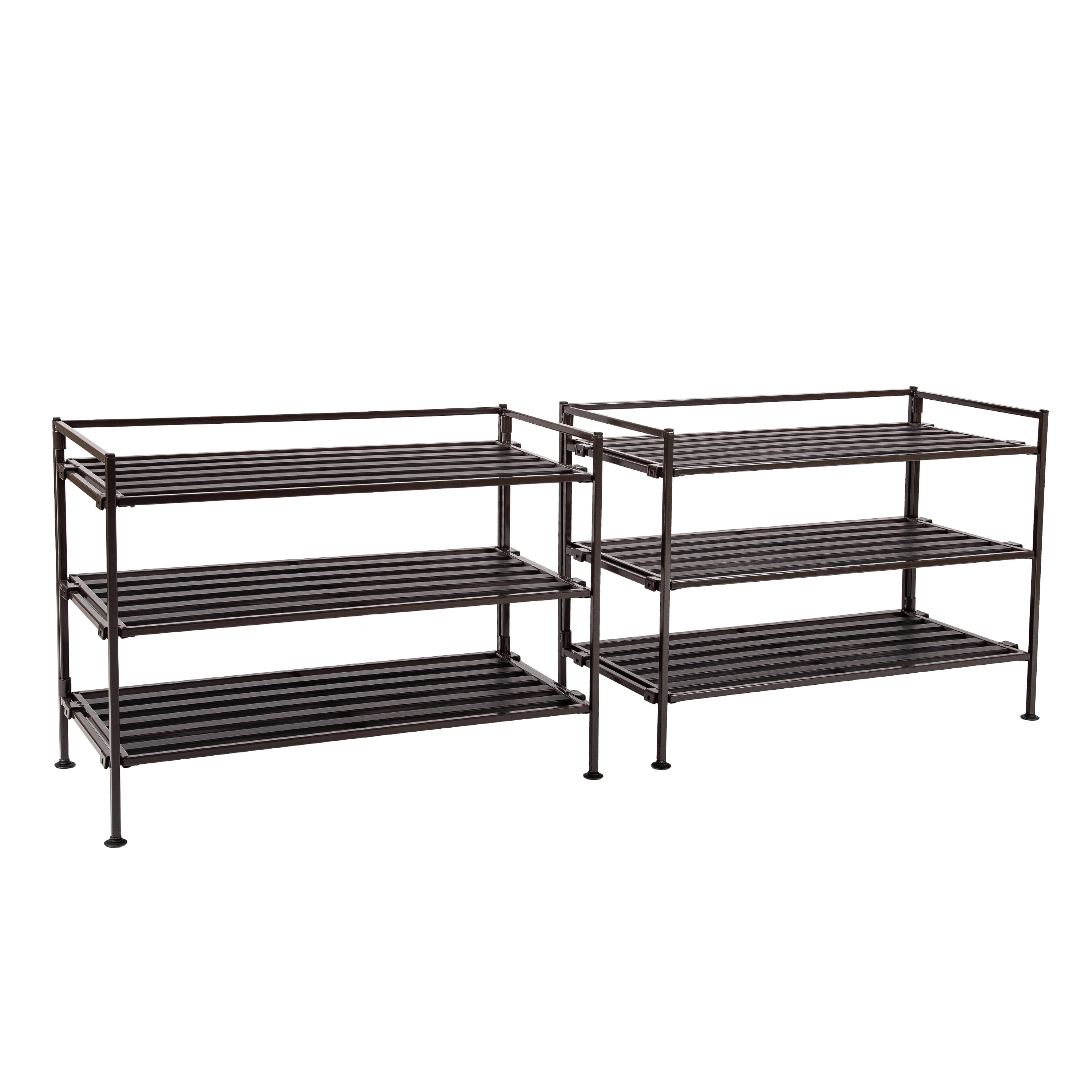 Seville Classics 3-Tiers Stackable 9-Pairs of shoes Resin Slat Sturdy Metal Frame Shoe Storage Rack Organizer, 2-Pack, Espresso - Image 9