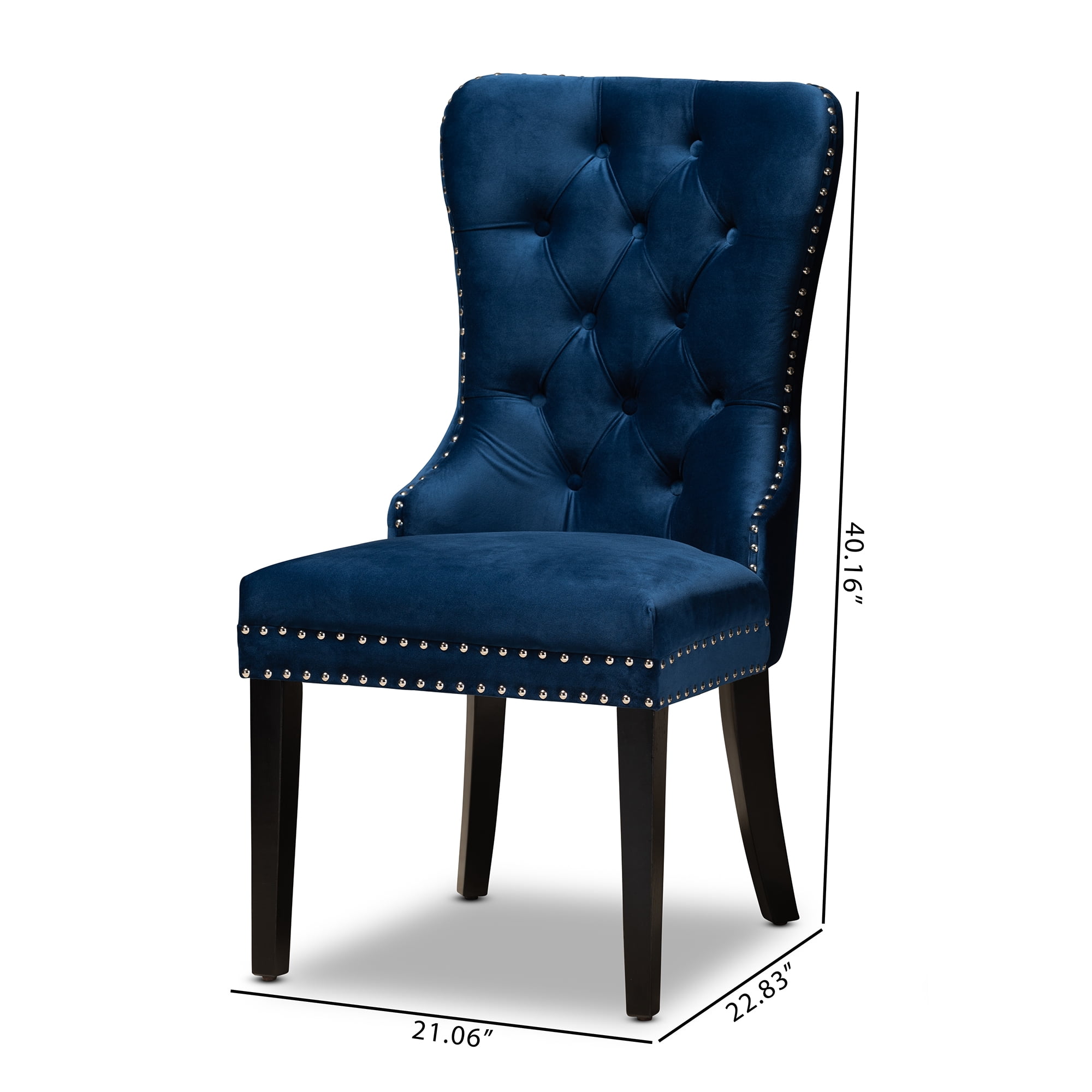 Baxton Studio Remy Modern Transitional Navy Blue Velvet Fabric Upholstered Espresso Finished 2-Piece Wood Dining Chair Set Set - Image 9
