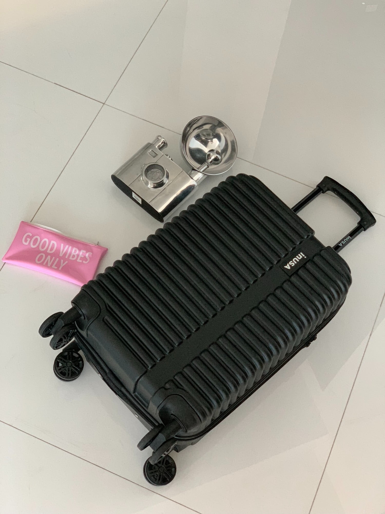 InUSA Ally 20" Hardside Lightweight Luggage with Spinner Wheels, Handle and Trolley, Black - Image 9