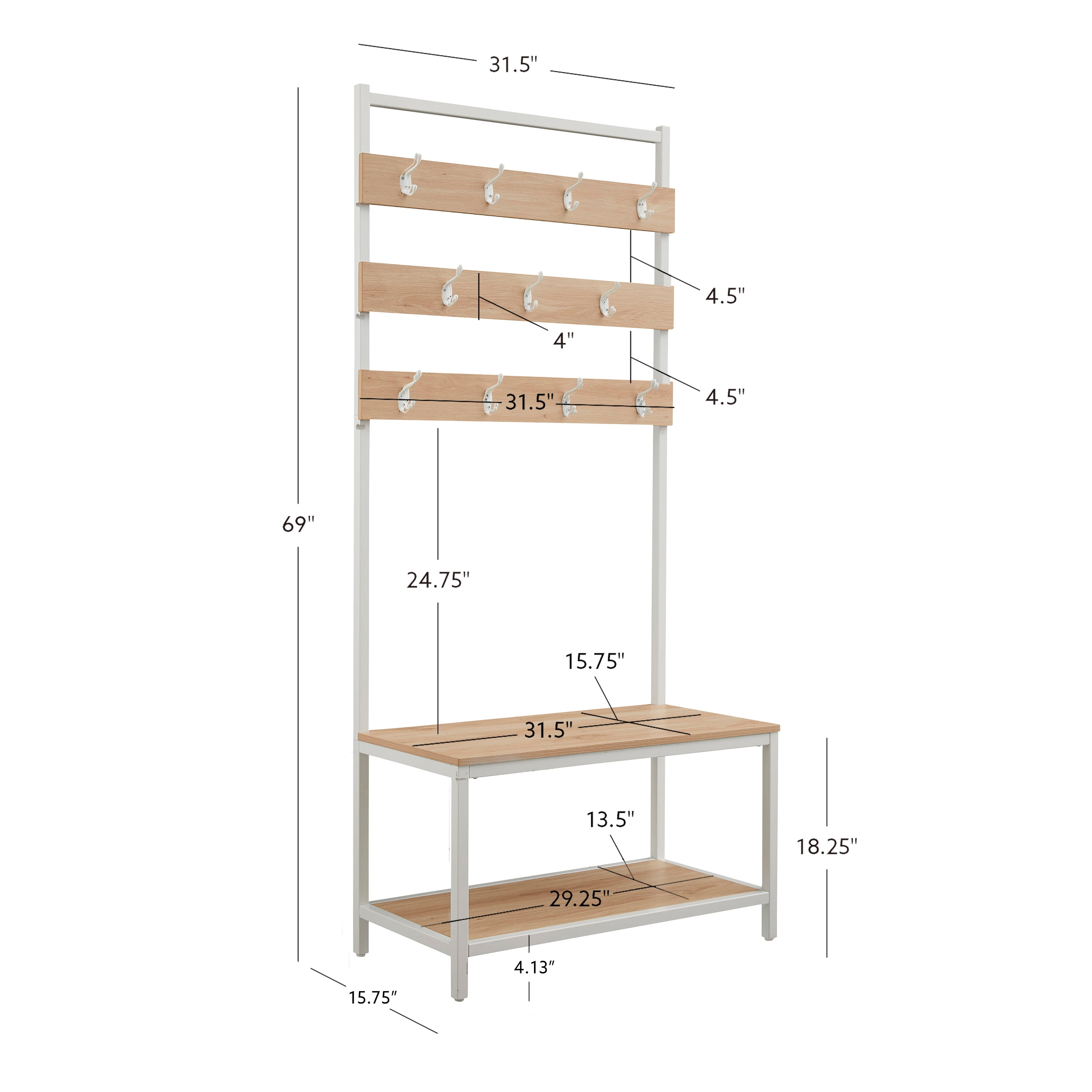 Linon Haring Hall Tree, White - Image 4