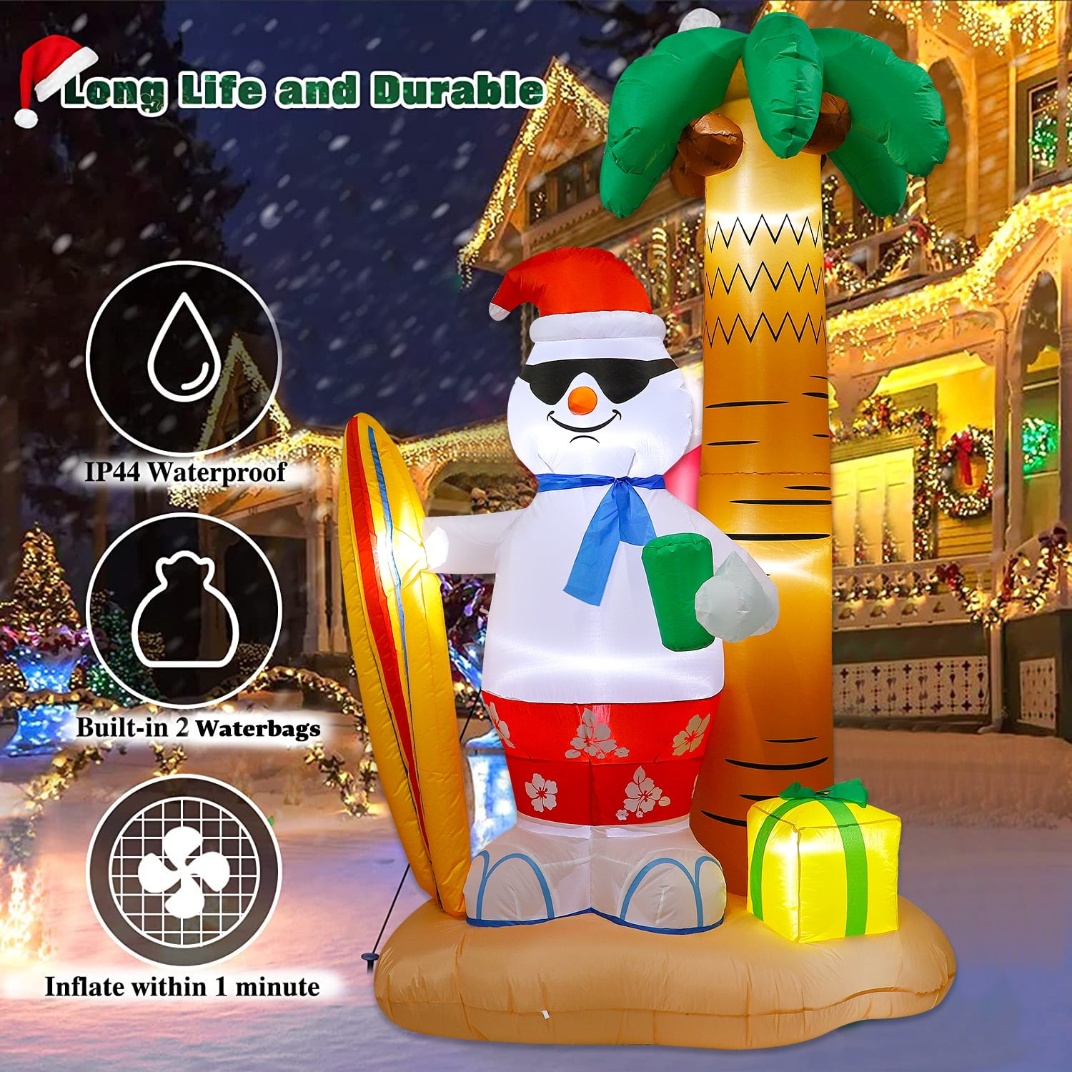 8 ft Christmas Inflatables, Outdoor Snowman upgraded Blow Up Decoration with LED Lights for Yard/Holiday/Christmas/Party/Garden - Image 3