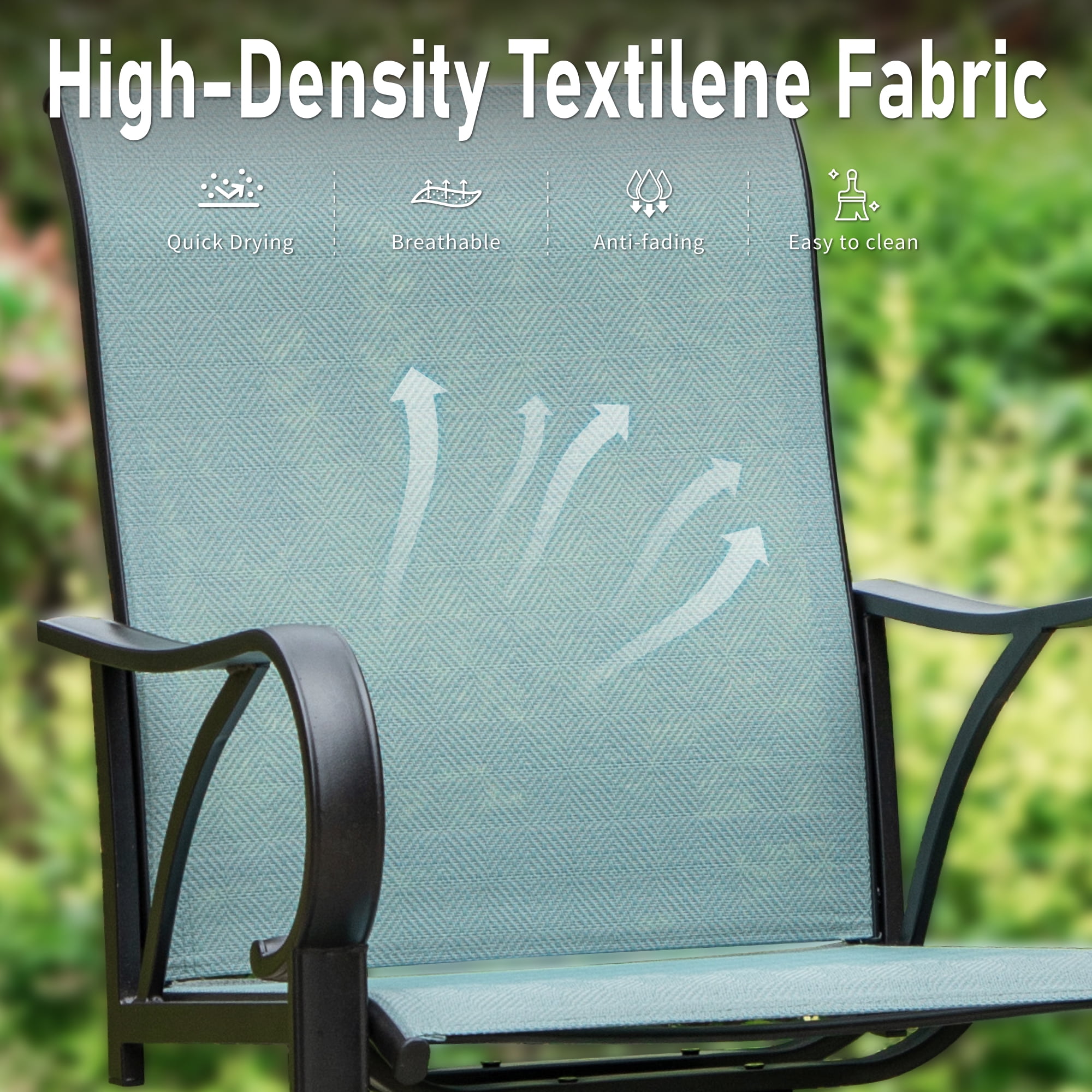 Summit Living Outdoor Patio Metal Swivel Bar Stools Set of 2, Patio Bar Stool Height Chairs,Black&Aqua - Image 11