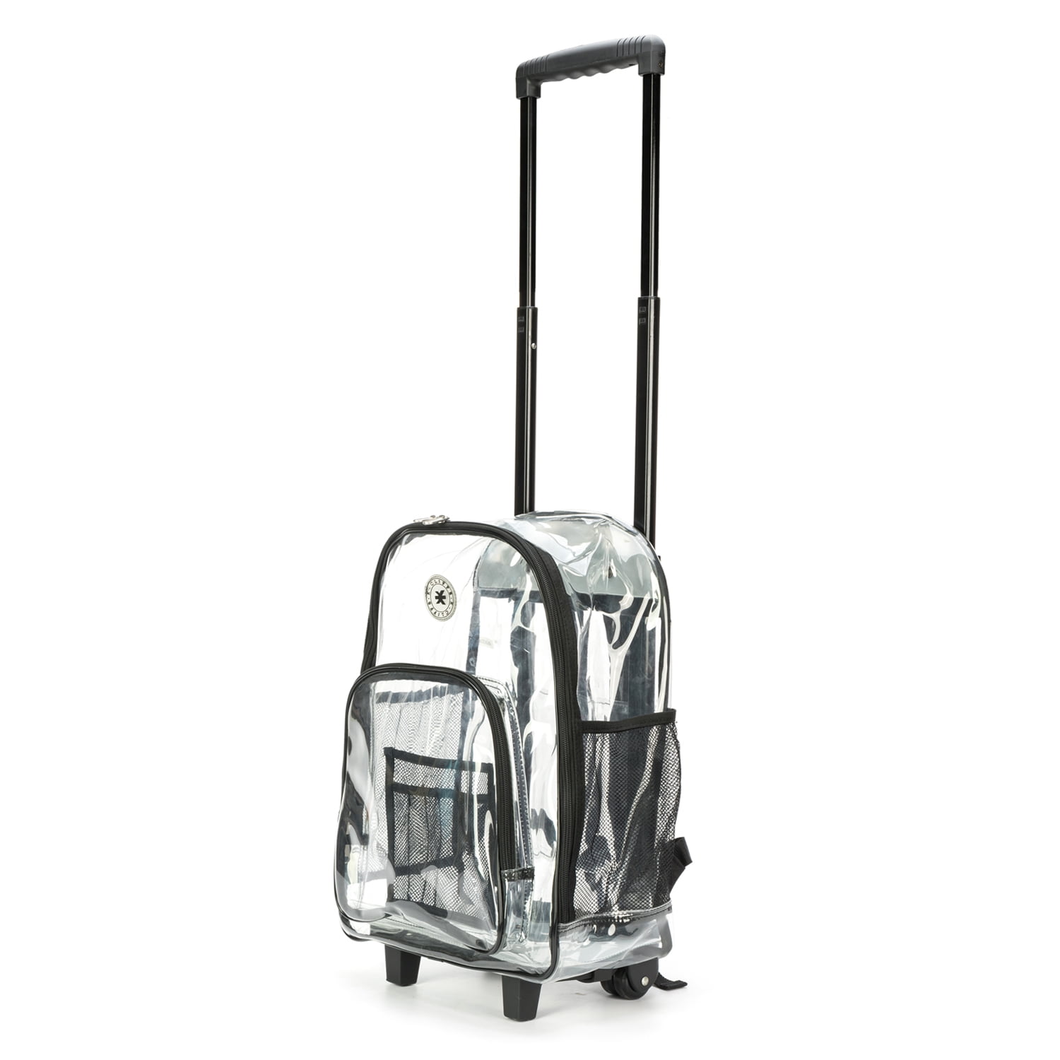 K-Cliffs Unisex Rolling Clear Backpack Heavy Duty PVC See-thru Daypack School Luggage with Wheels, Black - Image 3