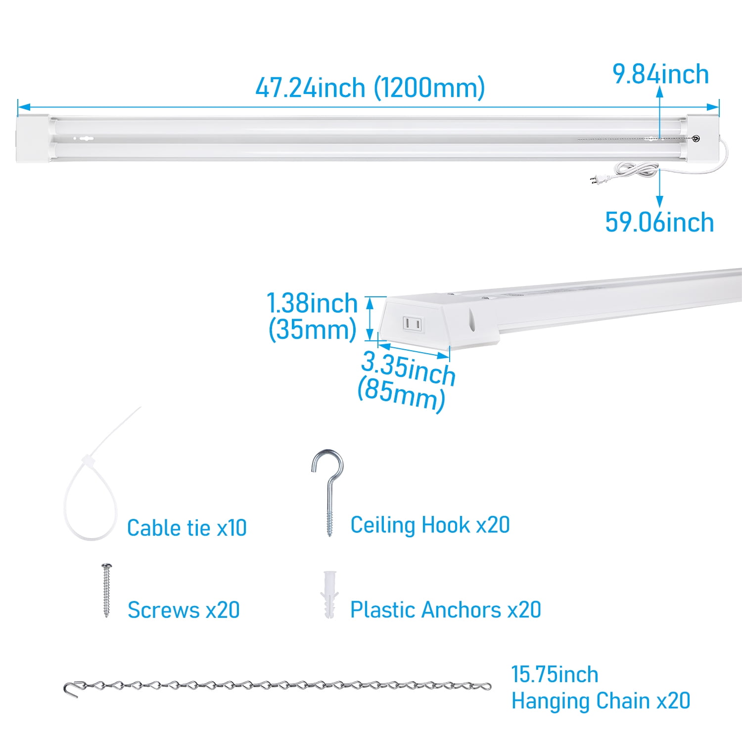 10 Pack LED Shop Light for Garage 4ft, Linkable, 5000K Daylight, 40W, Surface Mount & Suspended Mount - Image 6
