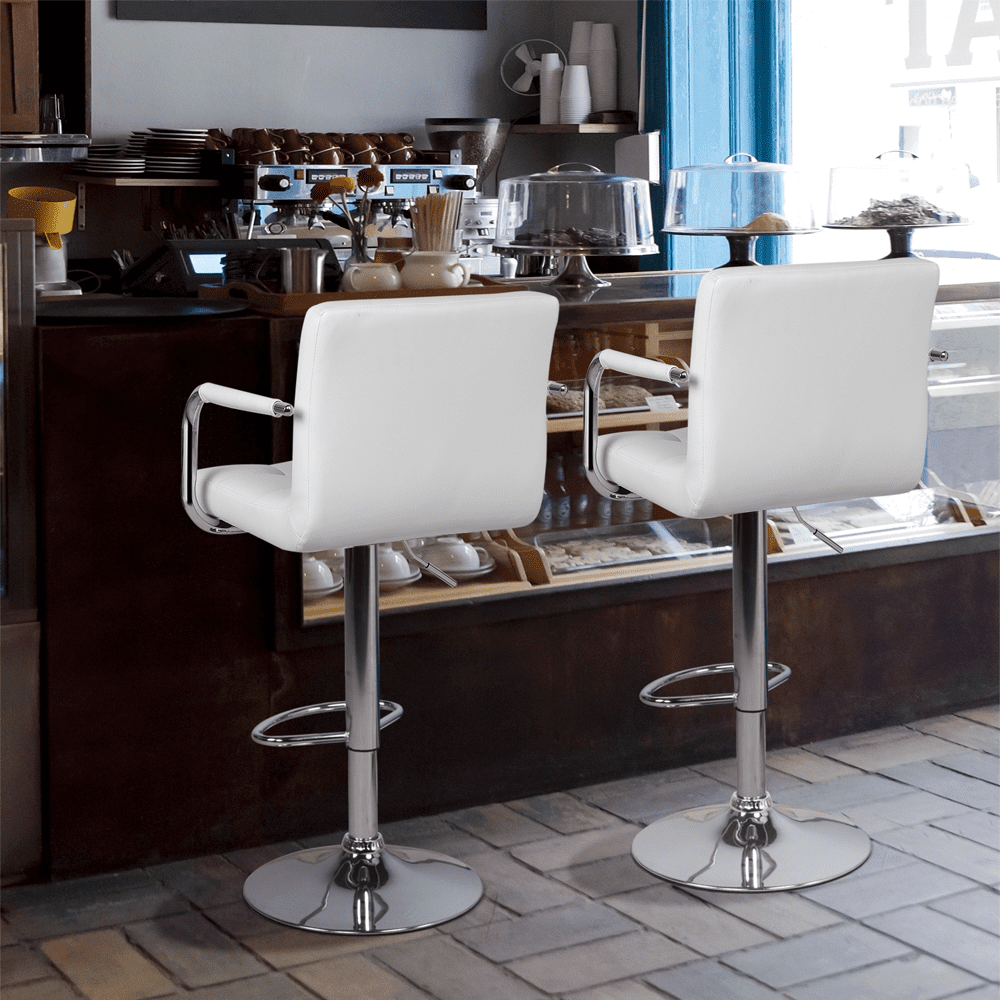 Renwick Bar Stool with Adjustable Height and Armrests, Set of 2, White - Image 8
