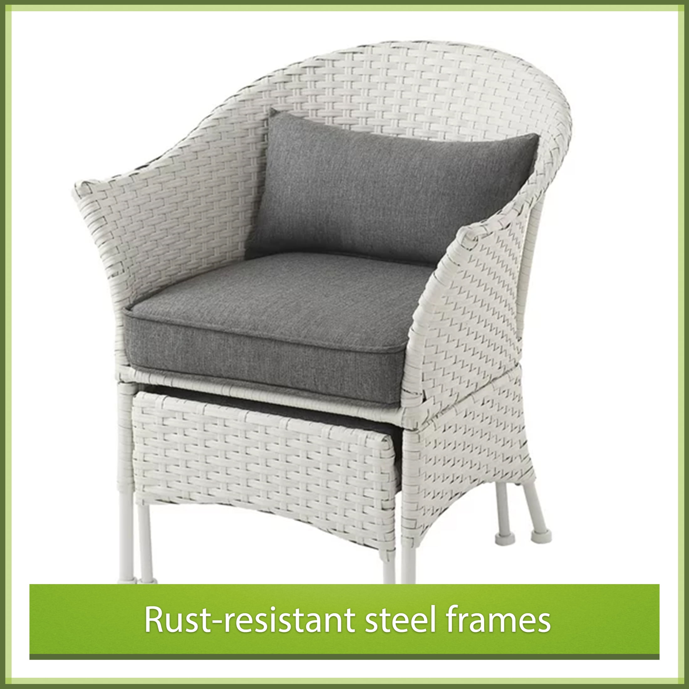 Mainstays Arlington Glen 5-Piece Outdoor Wicker Patio Furniture Set, White - Image 3