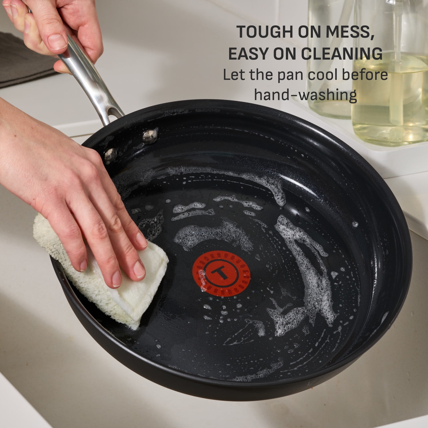 T-fal Hard Anodized with Ceramic Interior, 10 Piece Cookware Set, Black - Image 3